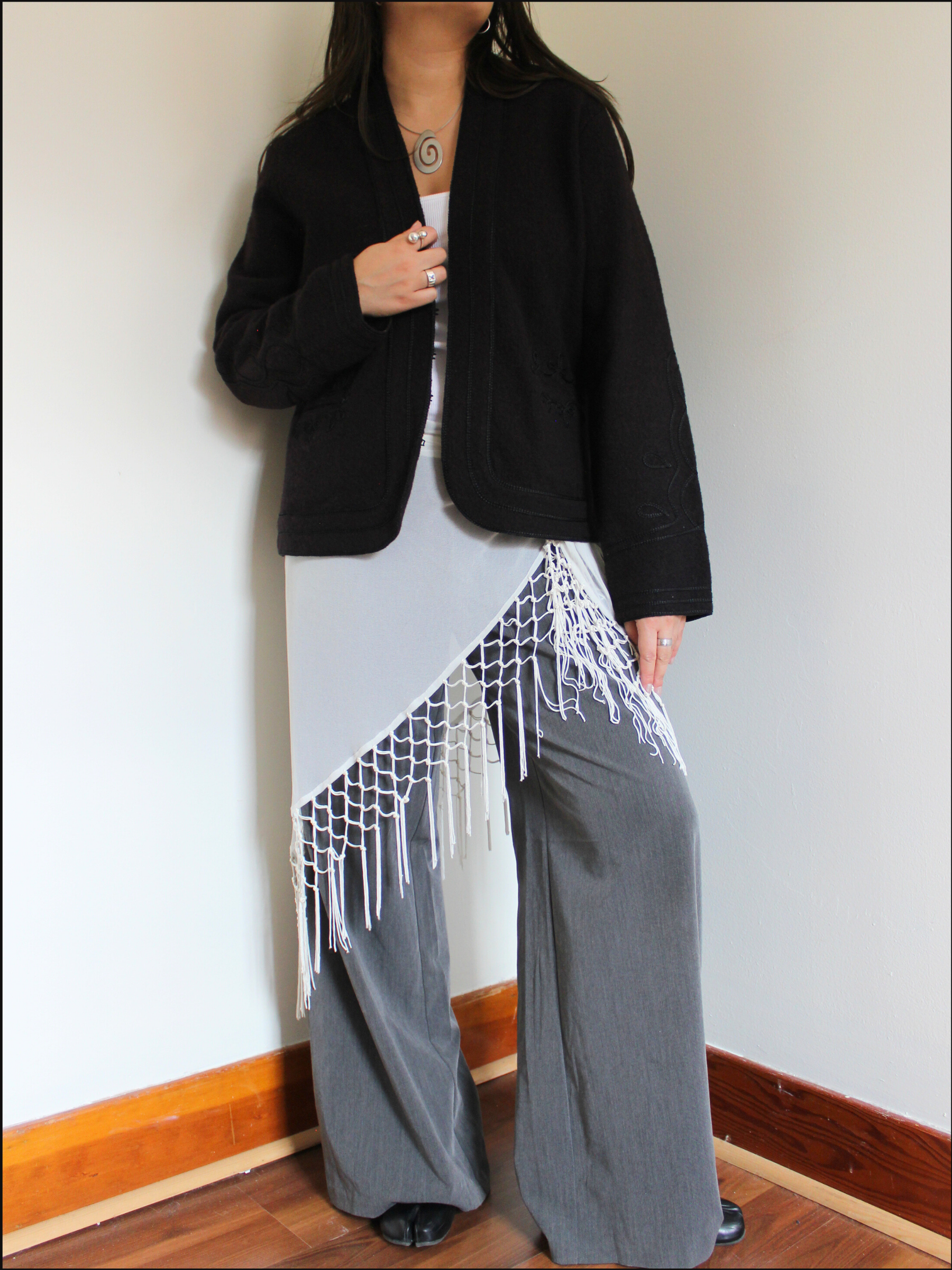 Eggplant Wool Embroidered Jacket — L/XL