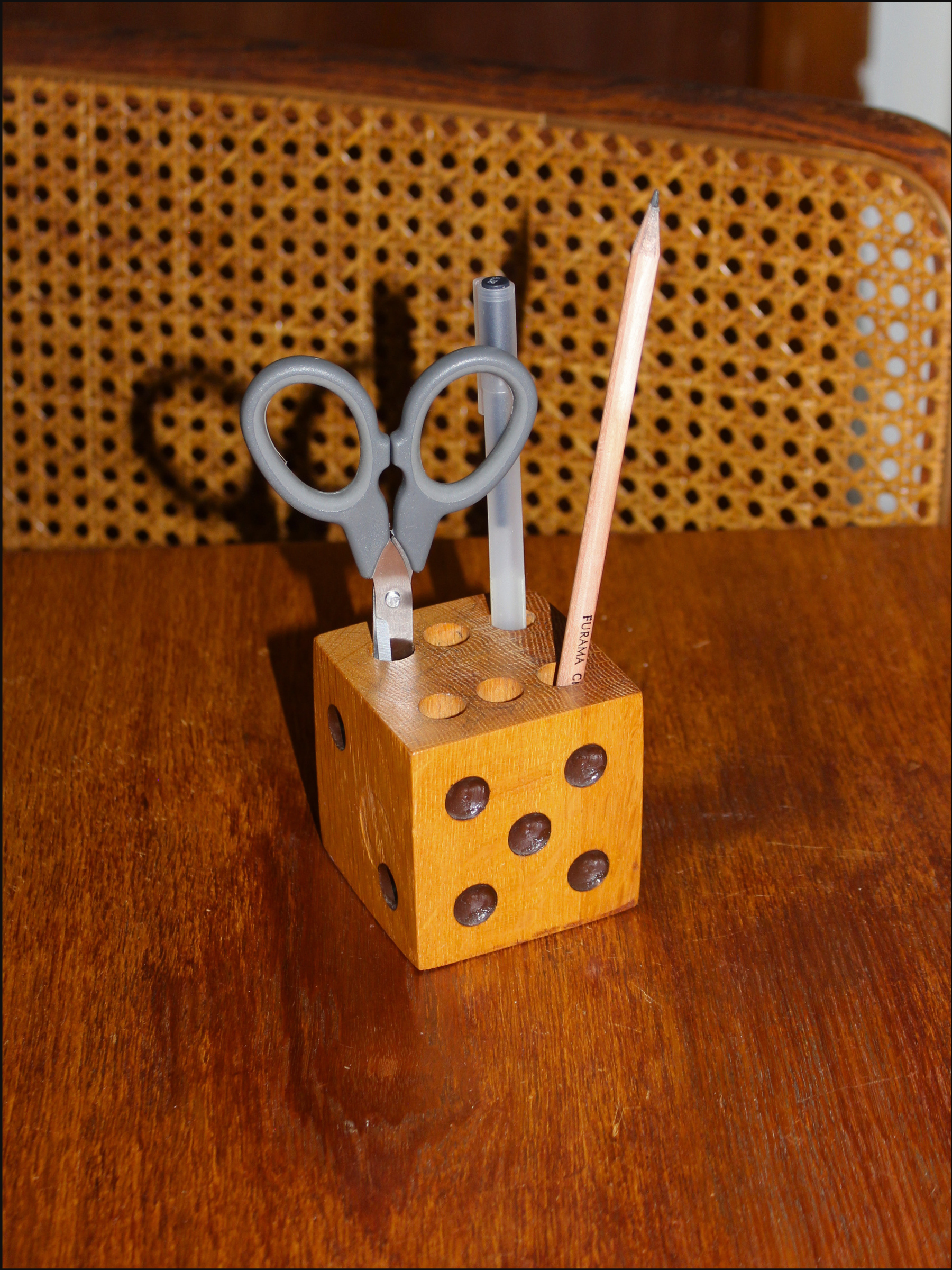 Wooden Die Pencil Holder