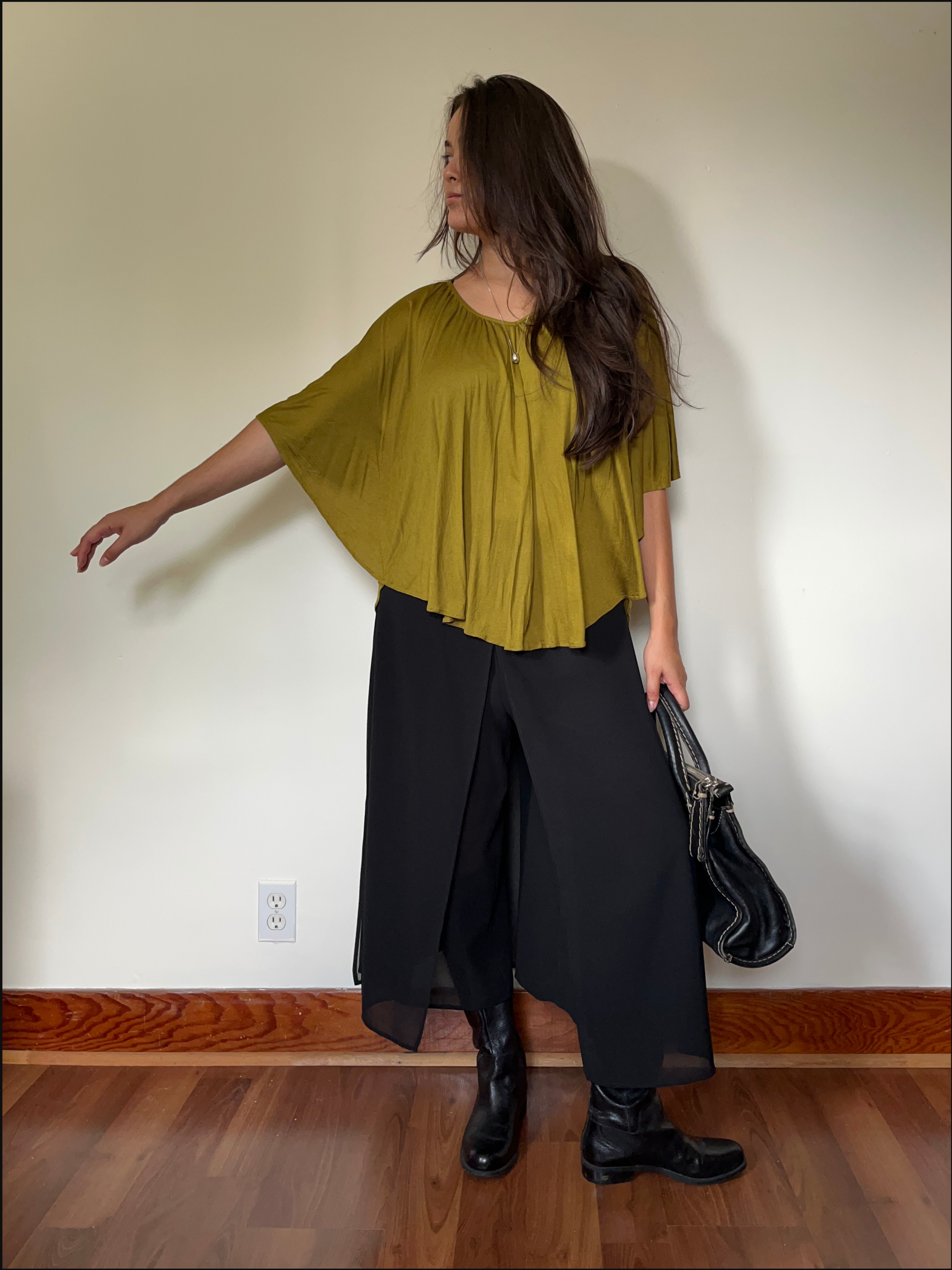 Olive Poncho Top — M