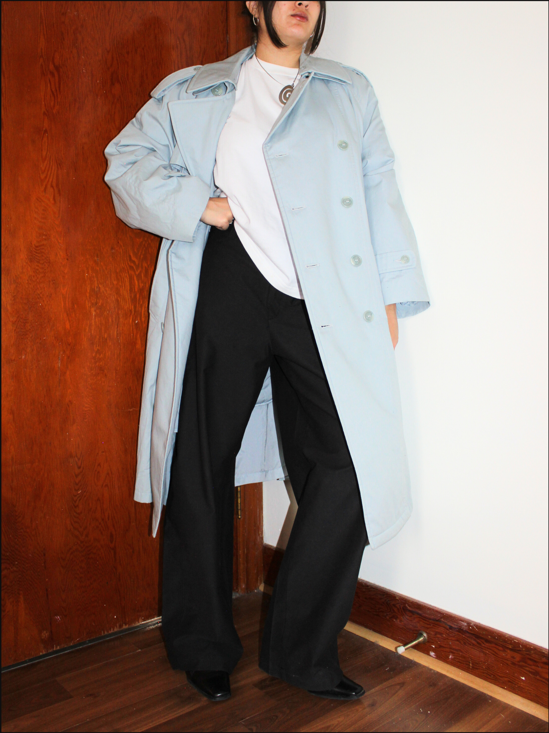 Baby Blue Puffy Trench — L/XL