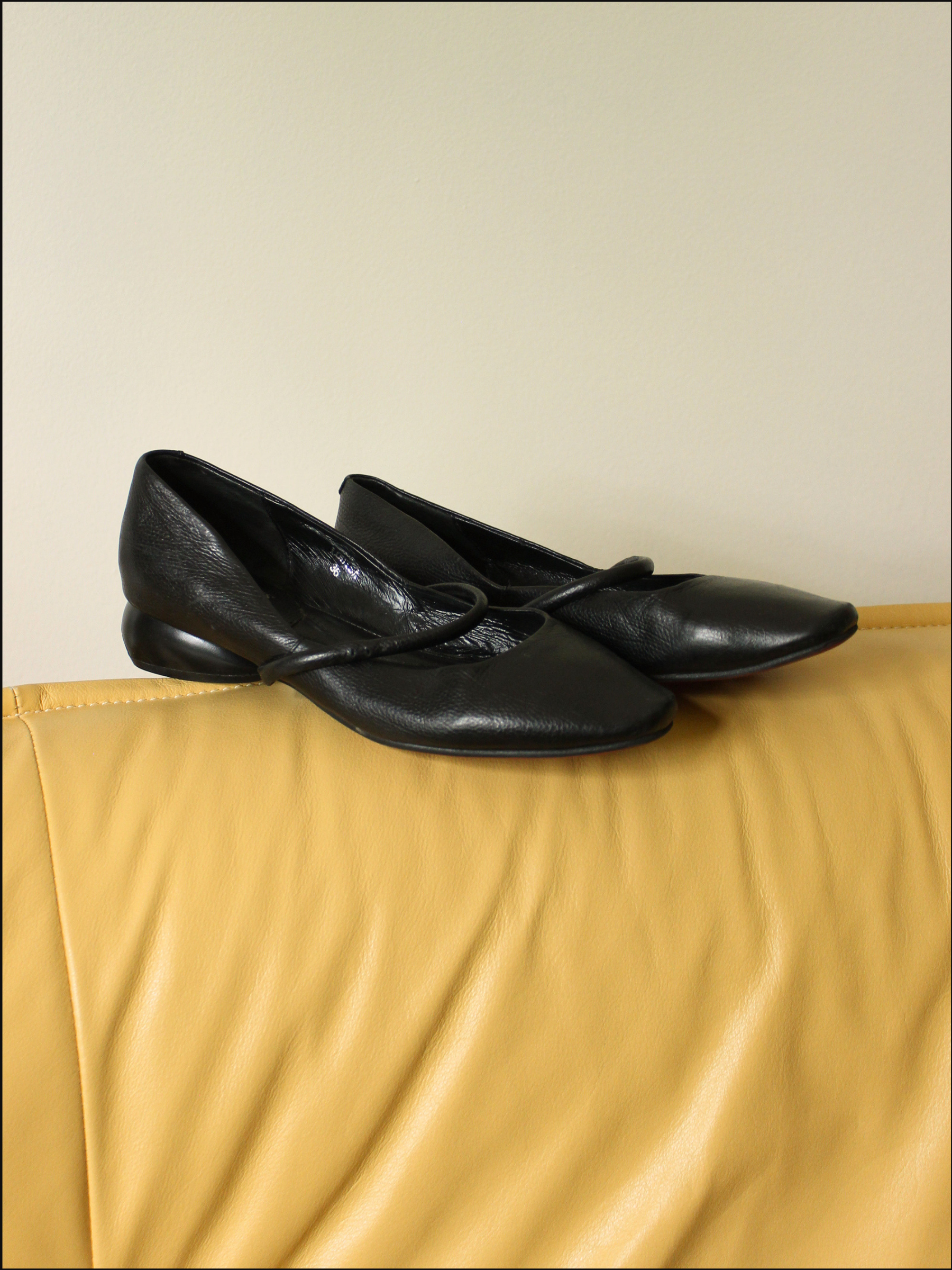 Leather Mary Janes with Sculptural Heel — 36/6