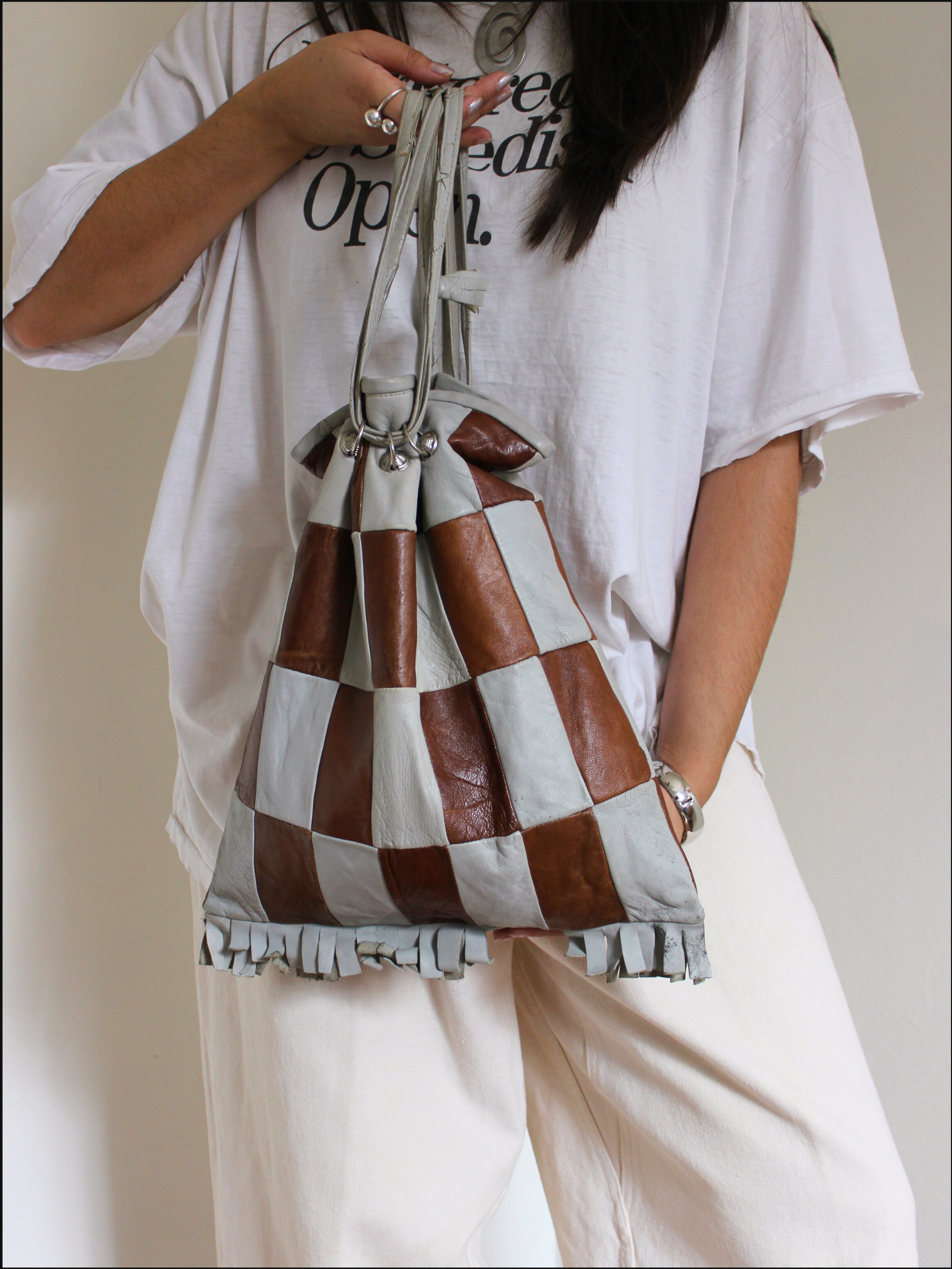 70's Patchwork Leather Fringe Bag