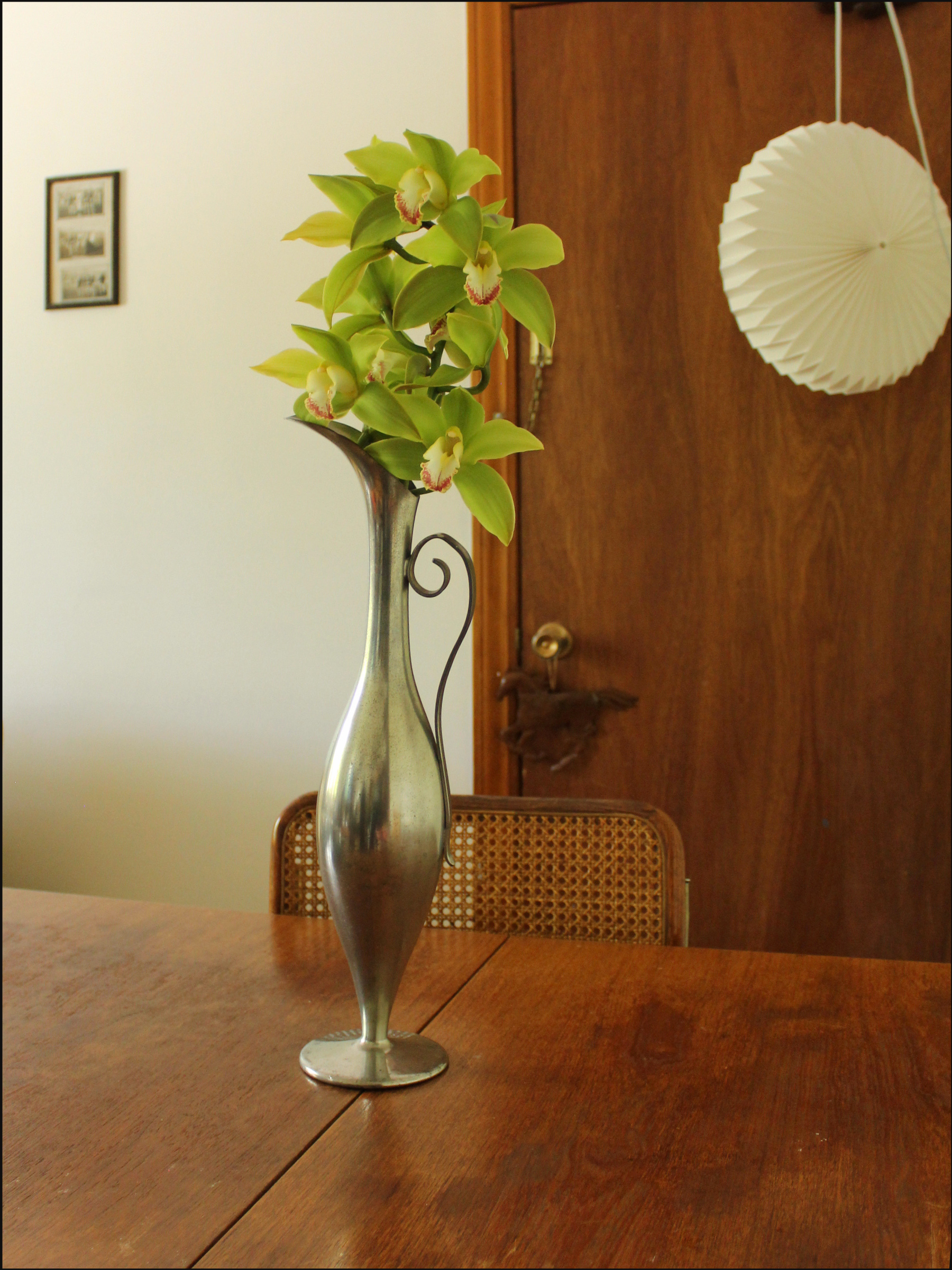 Pewter Pitcher with Scroll Handle