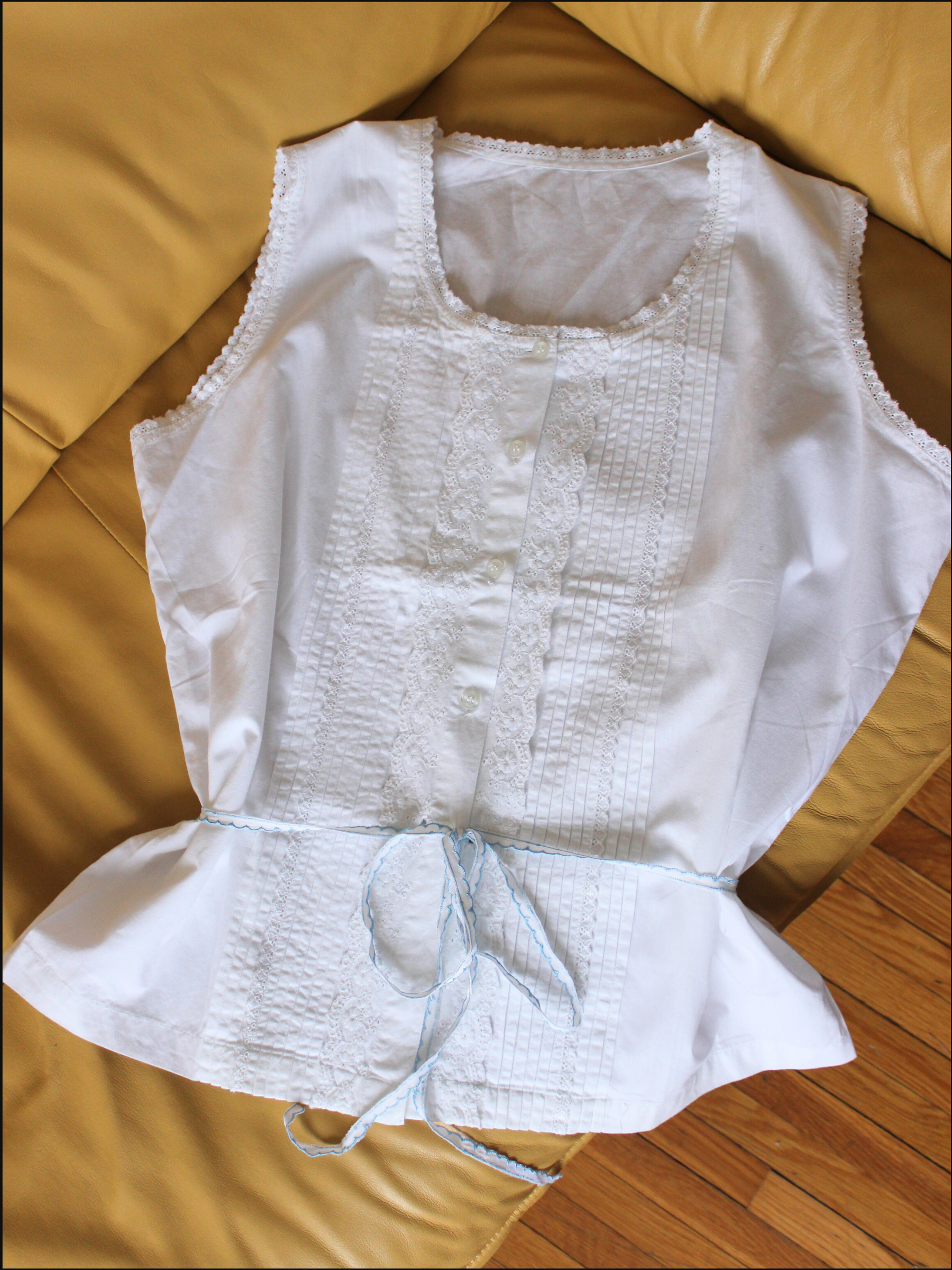 Lacy Cotton Pleated Tank — 1X