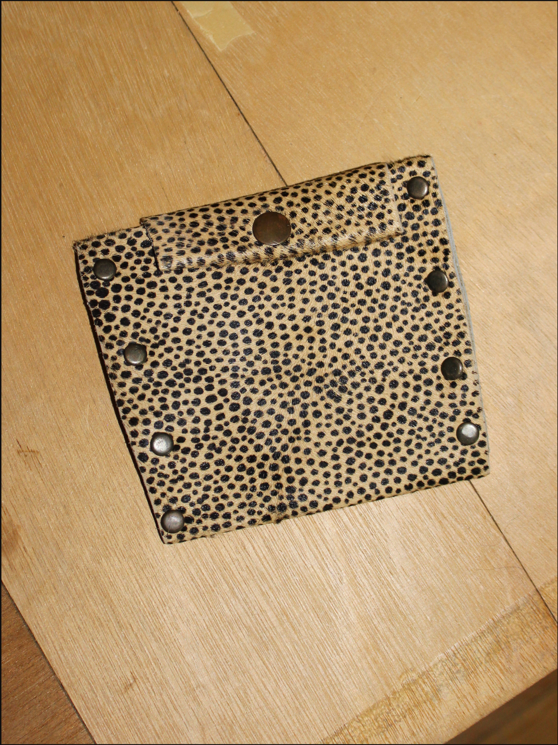 Studded Cheetah Print Cowhide Wallet
