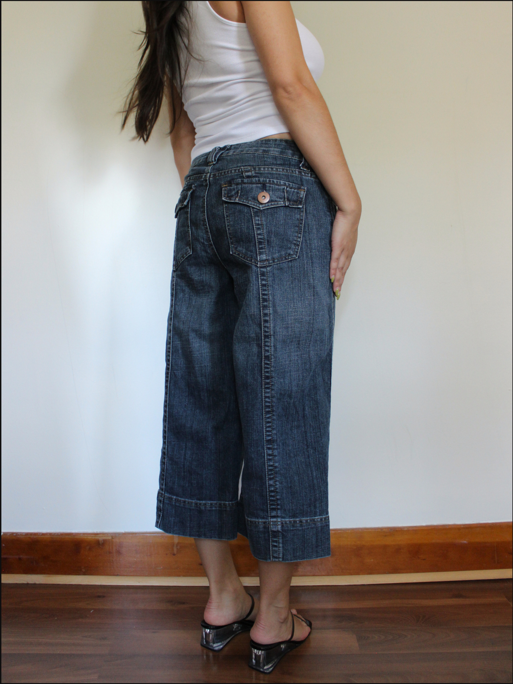 Wide Denim Capris — 32" Waist