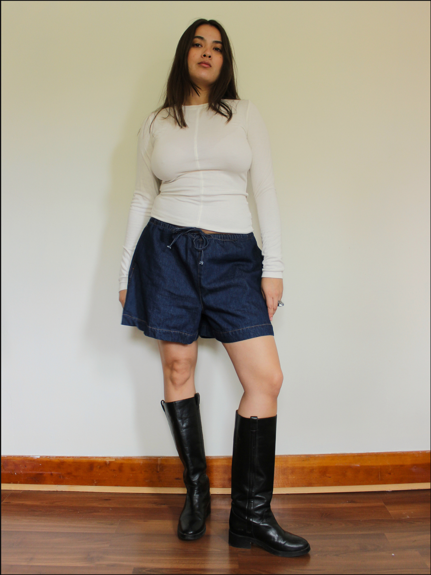 Dark Denim Shorts — 34" Waist