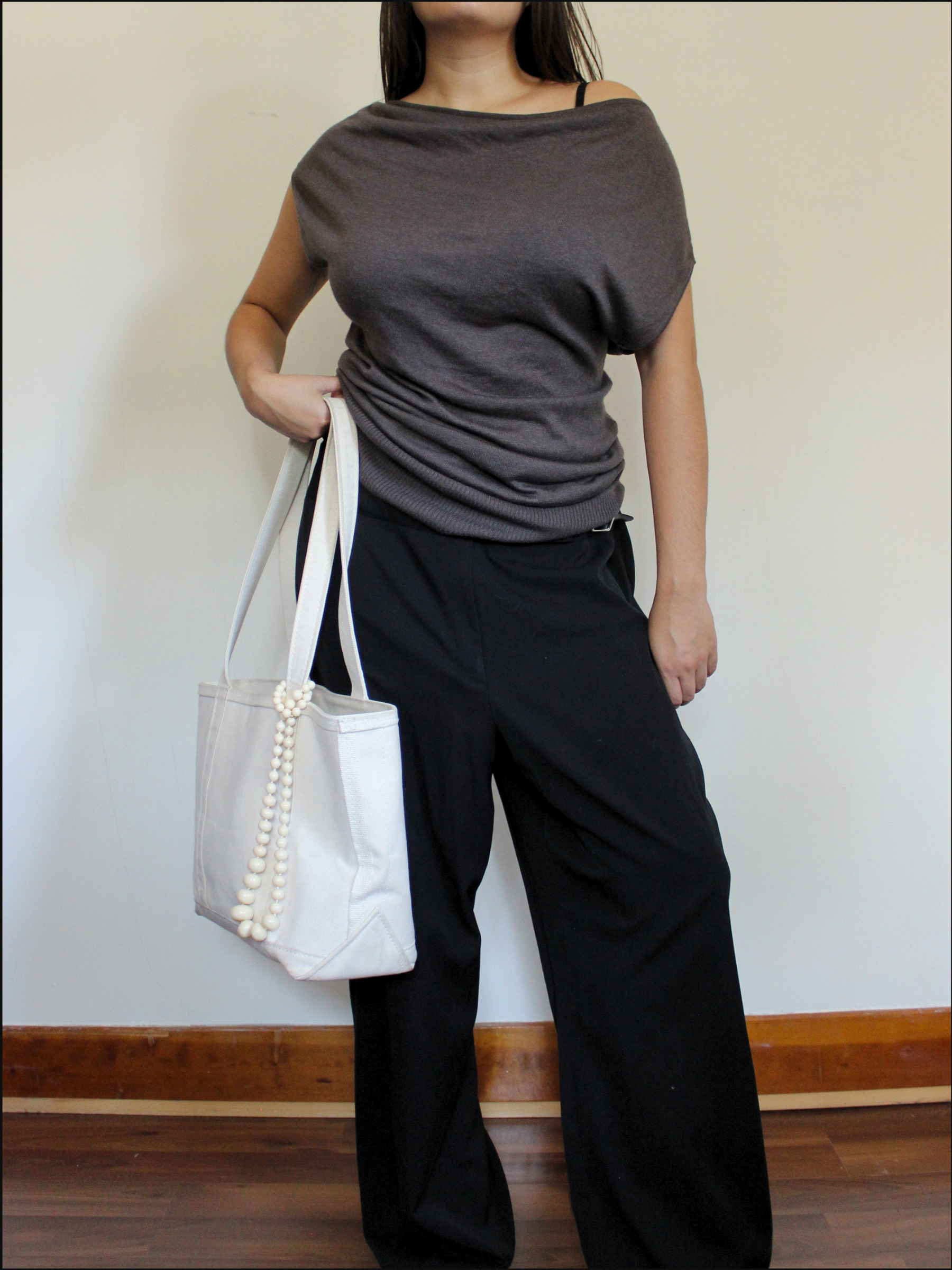 Graphite Knit Drape Top — M/L