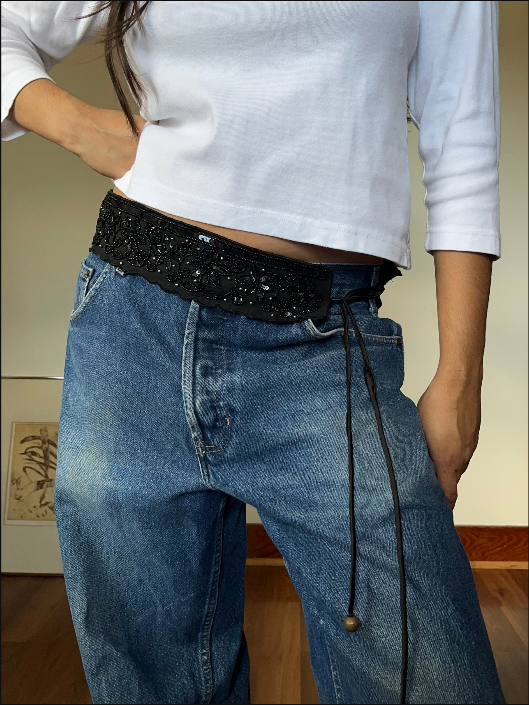 Beaded Satin Belt