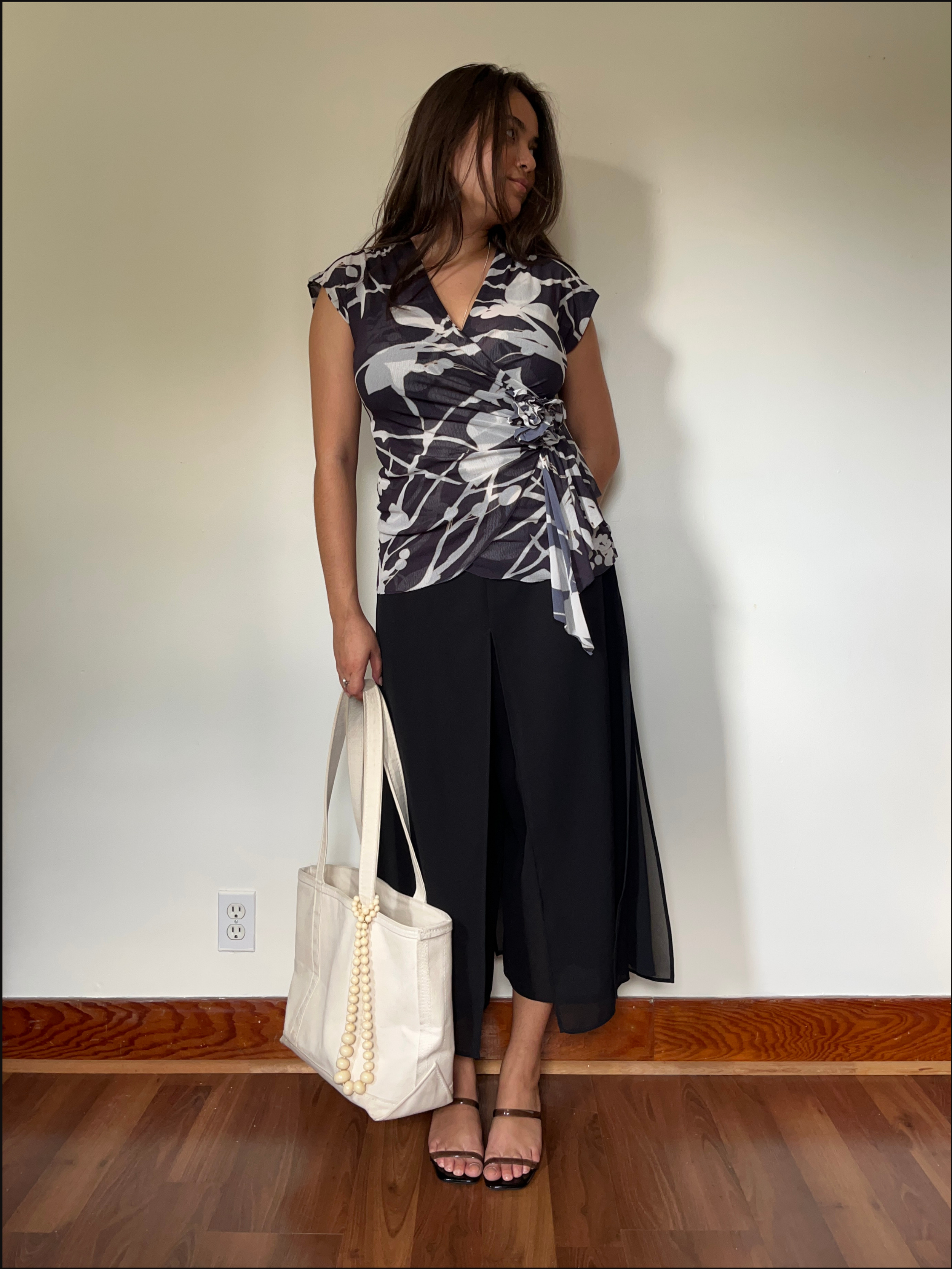 Floral Mesh Rosette Top — S/M