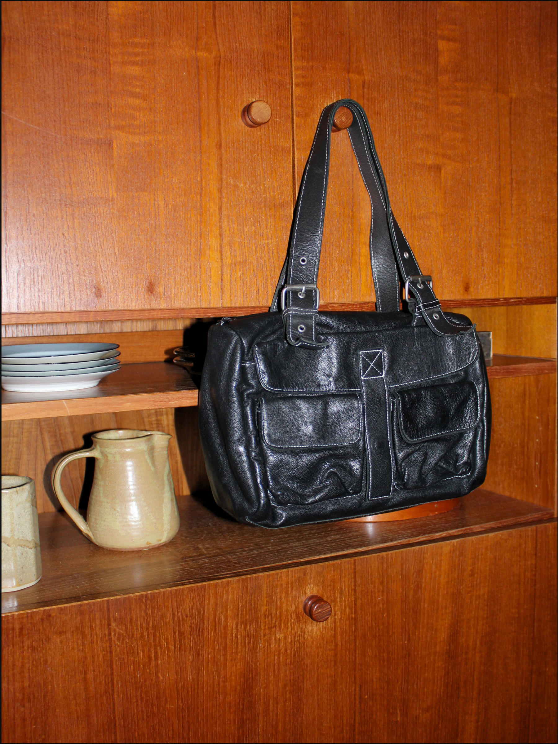Roots Leather Buckle Bag