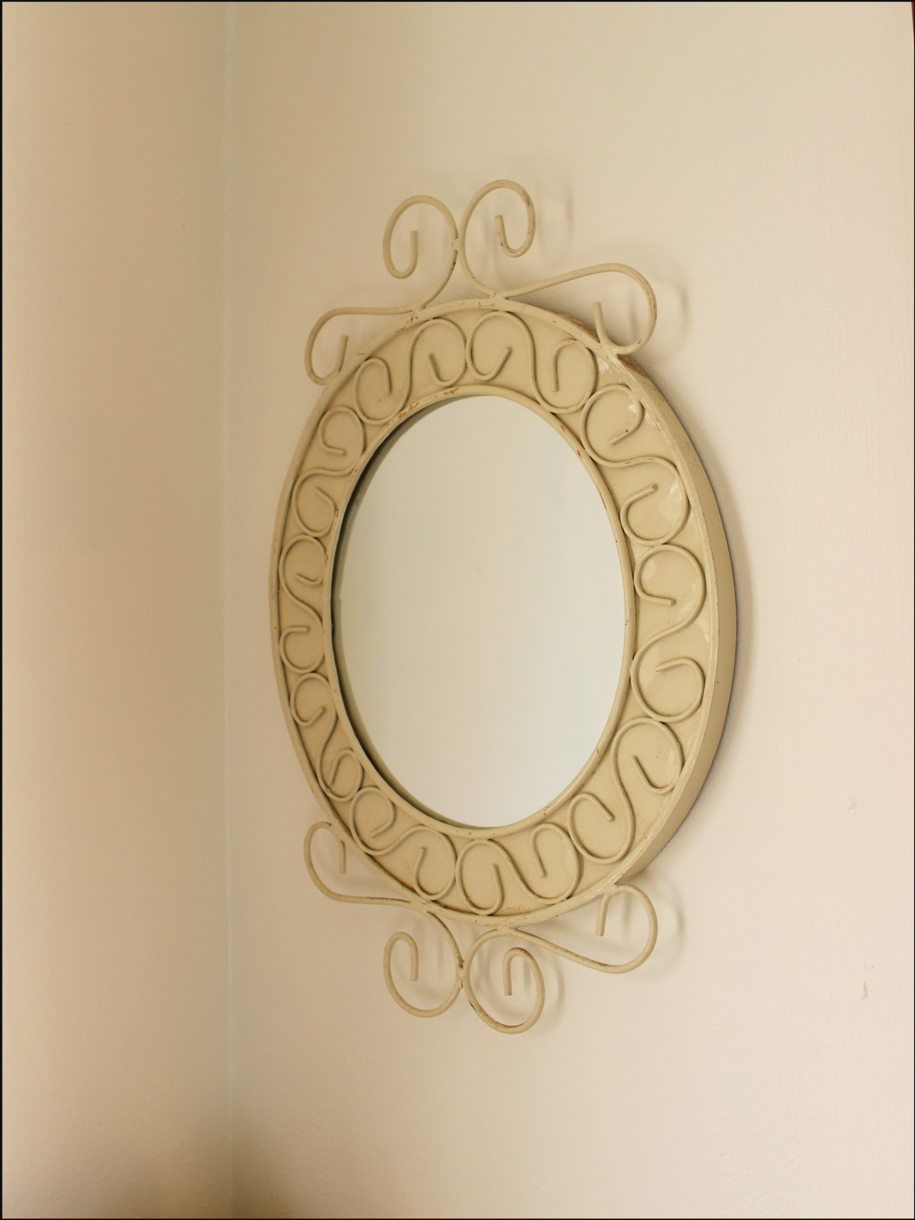 Cream Metal Spiral Mirror