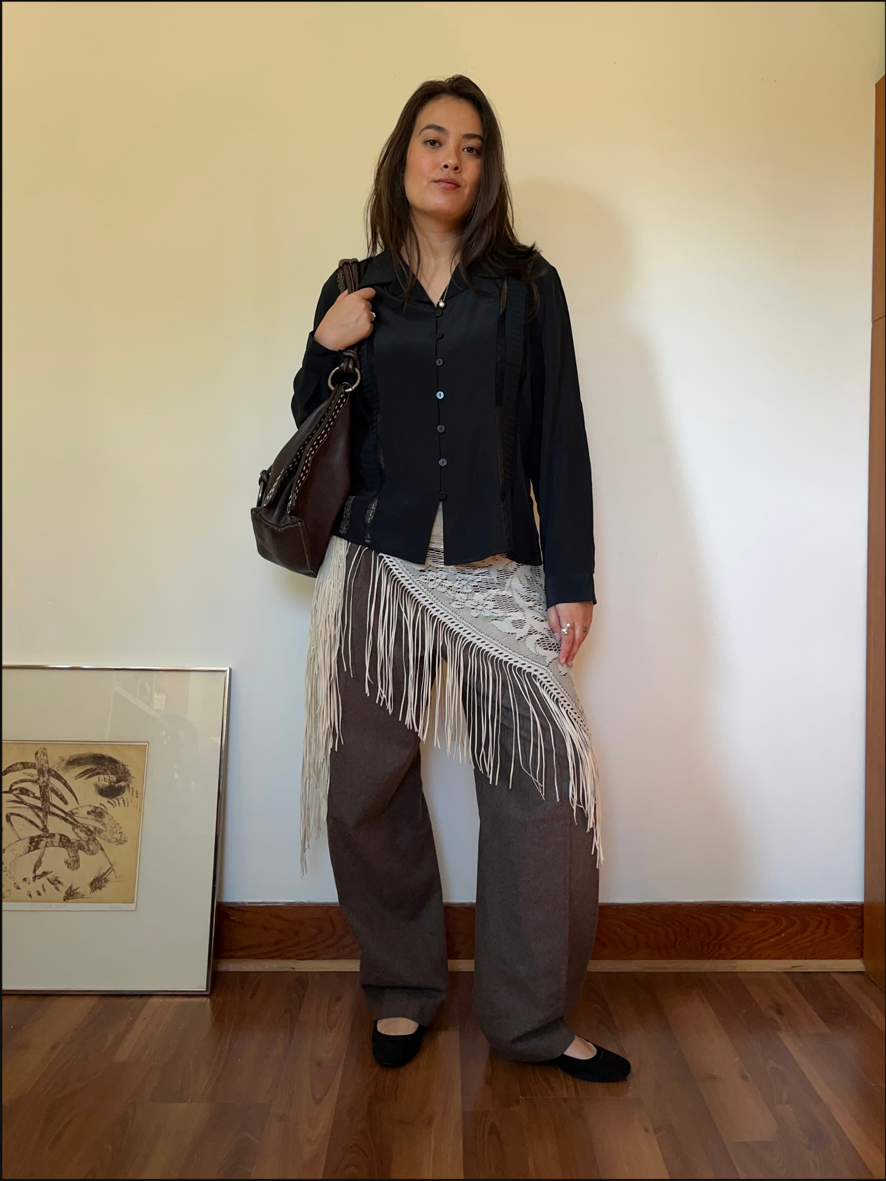Lace Silk Blouse — L