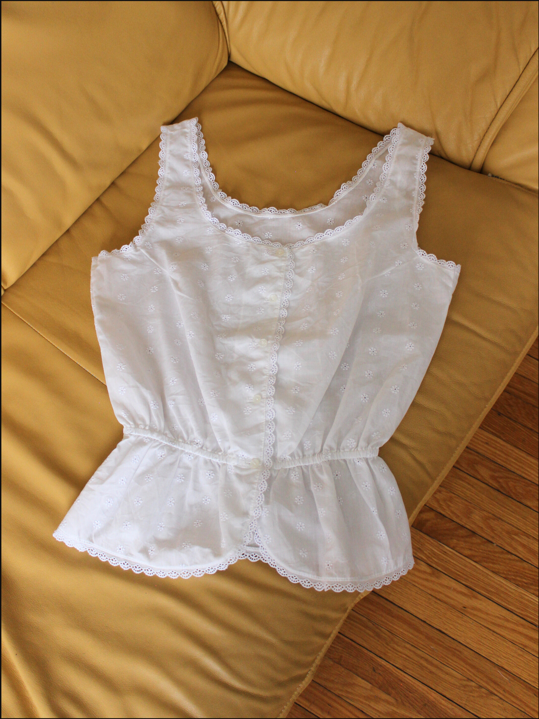 70's Broderie Cotton Tank — S