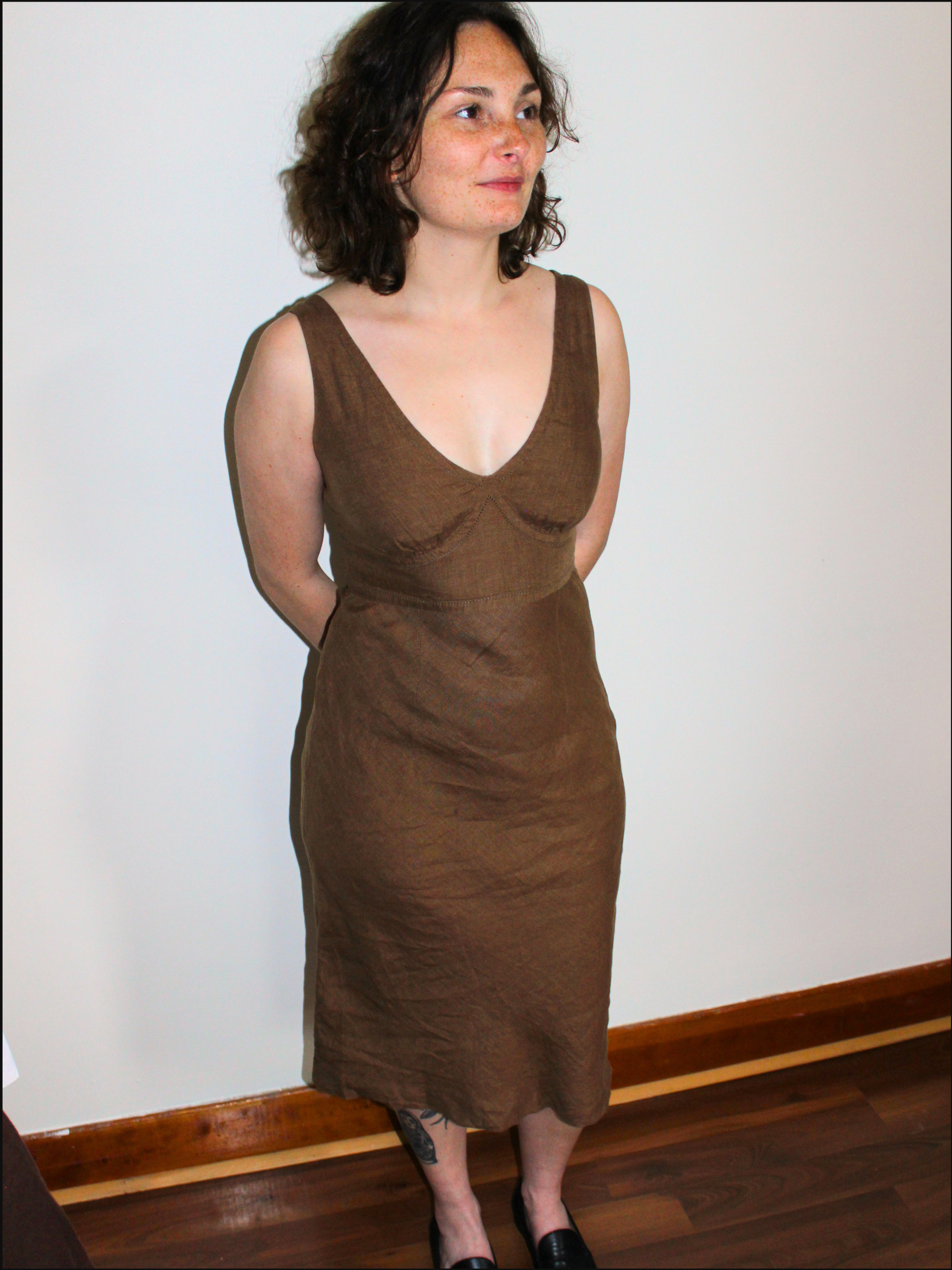 Nutmeg Linen Dress — S