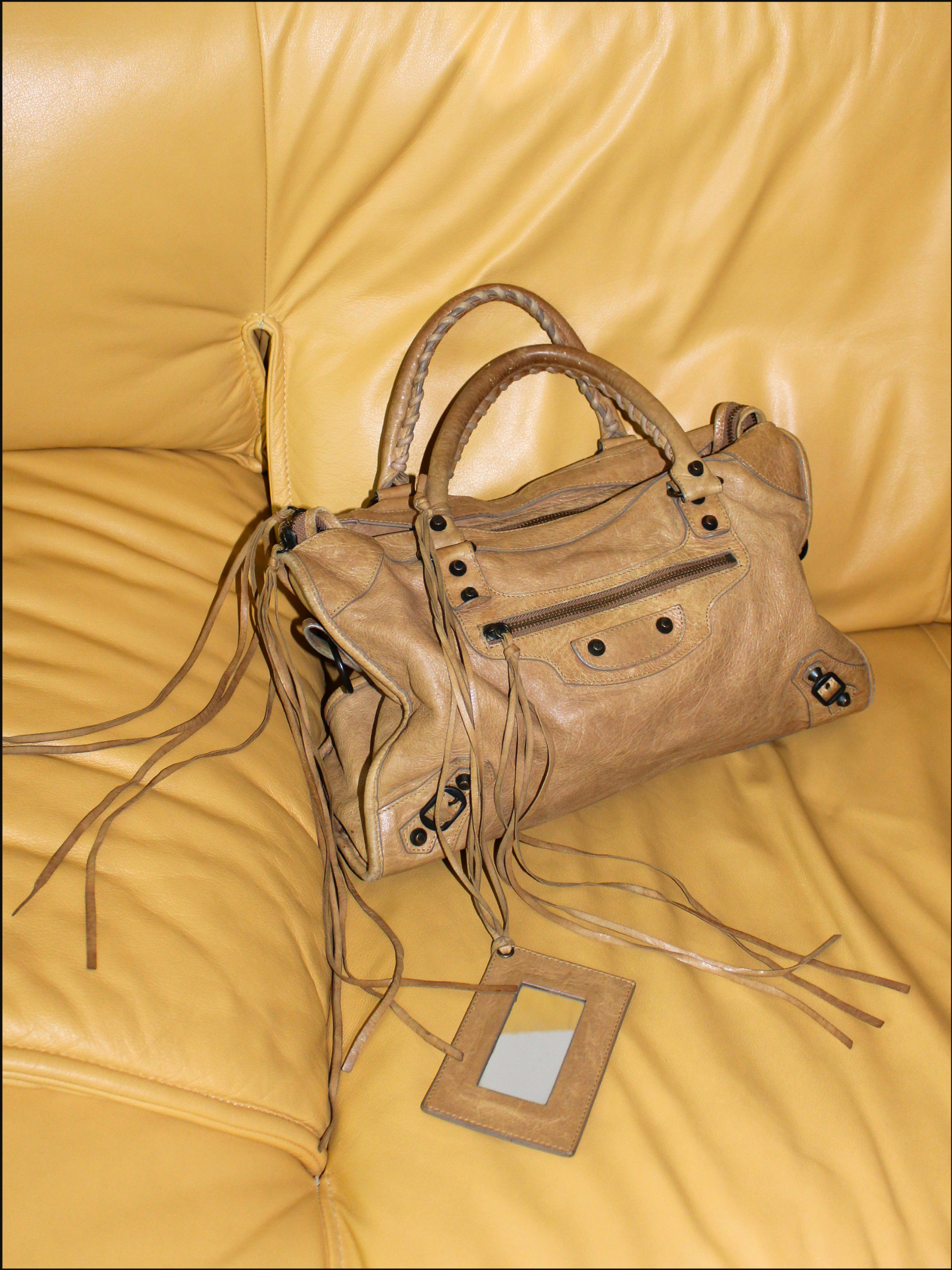 Tan Leather Fringe Bag
