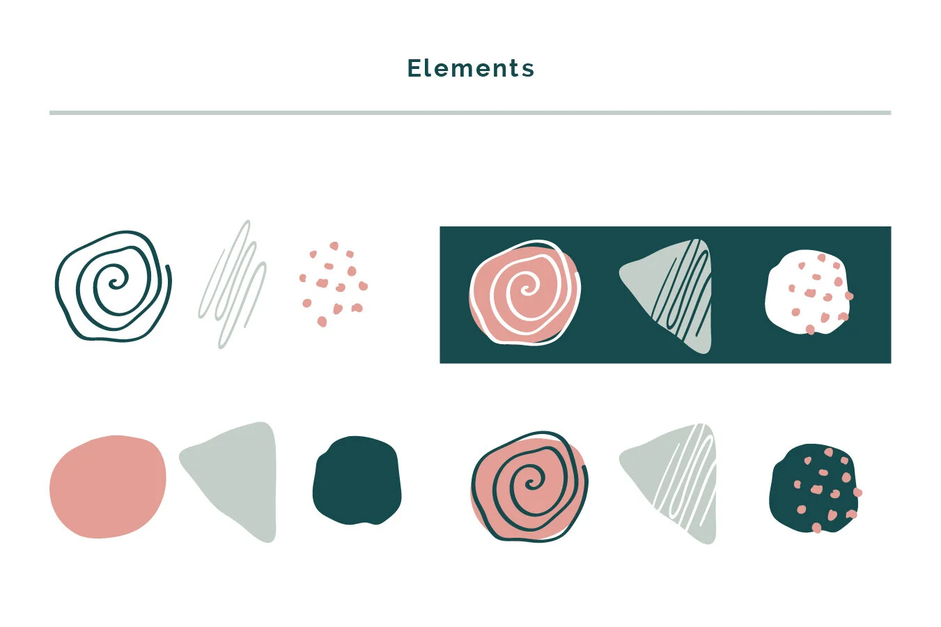 Design elements to be used for print and digital design collateral.