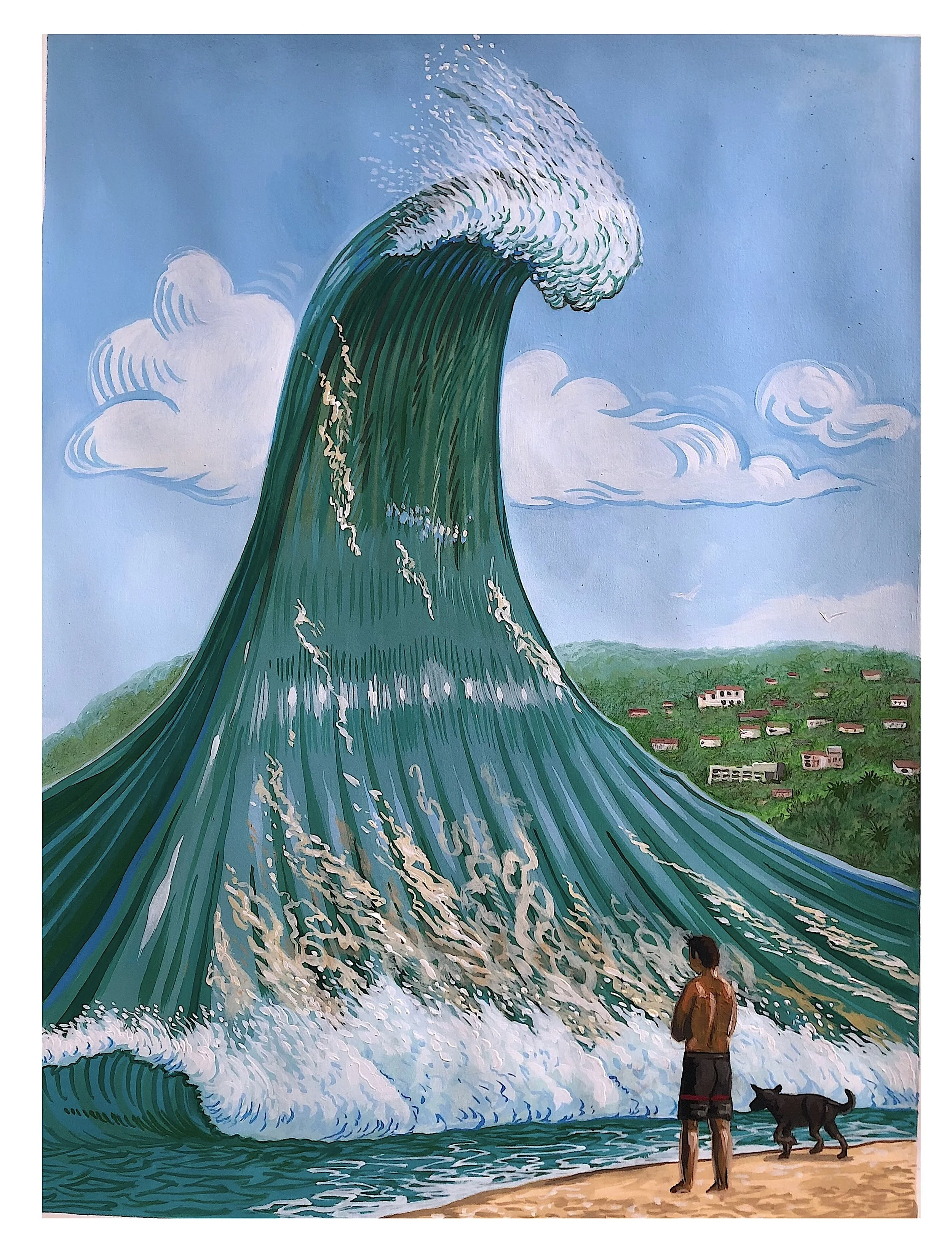 "La Ola Verde, Puerto Escondido", 2024. 24" x 18".