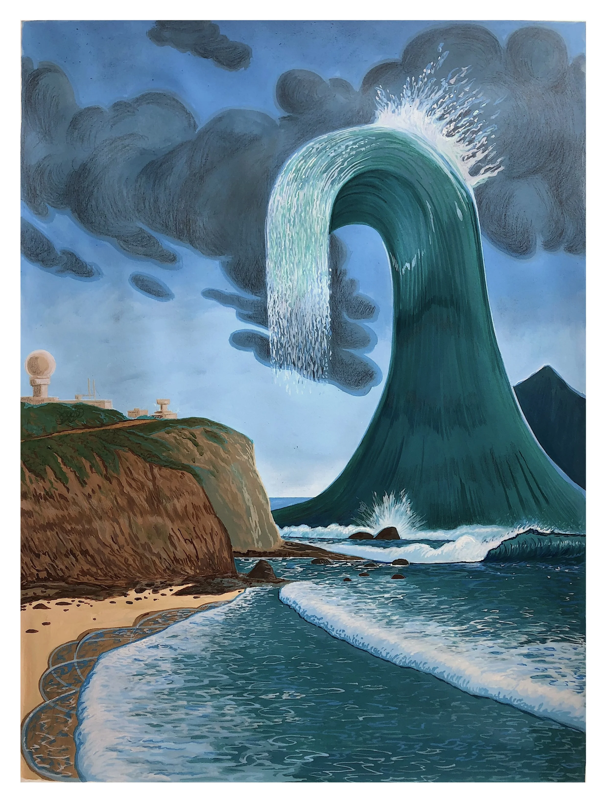 "Big Set at Mavericks", 2024. 24" x 18".