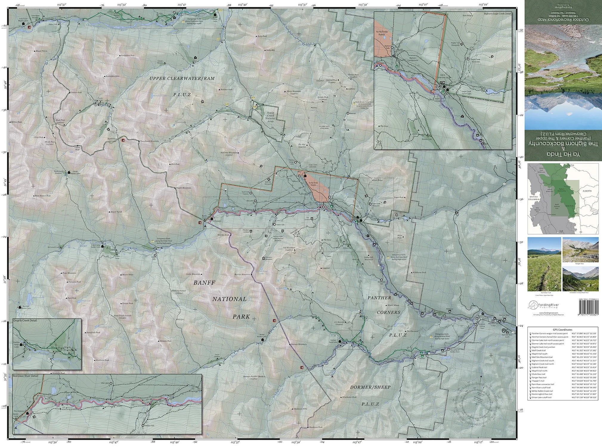 Ya Ha TInda, The Bighorn Backcountry, Panther Corners, Upper Clearwater/Ram Public Land Use Zone & Eastern Banff Topographical Map