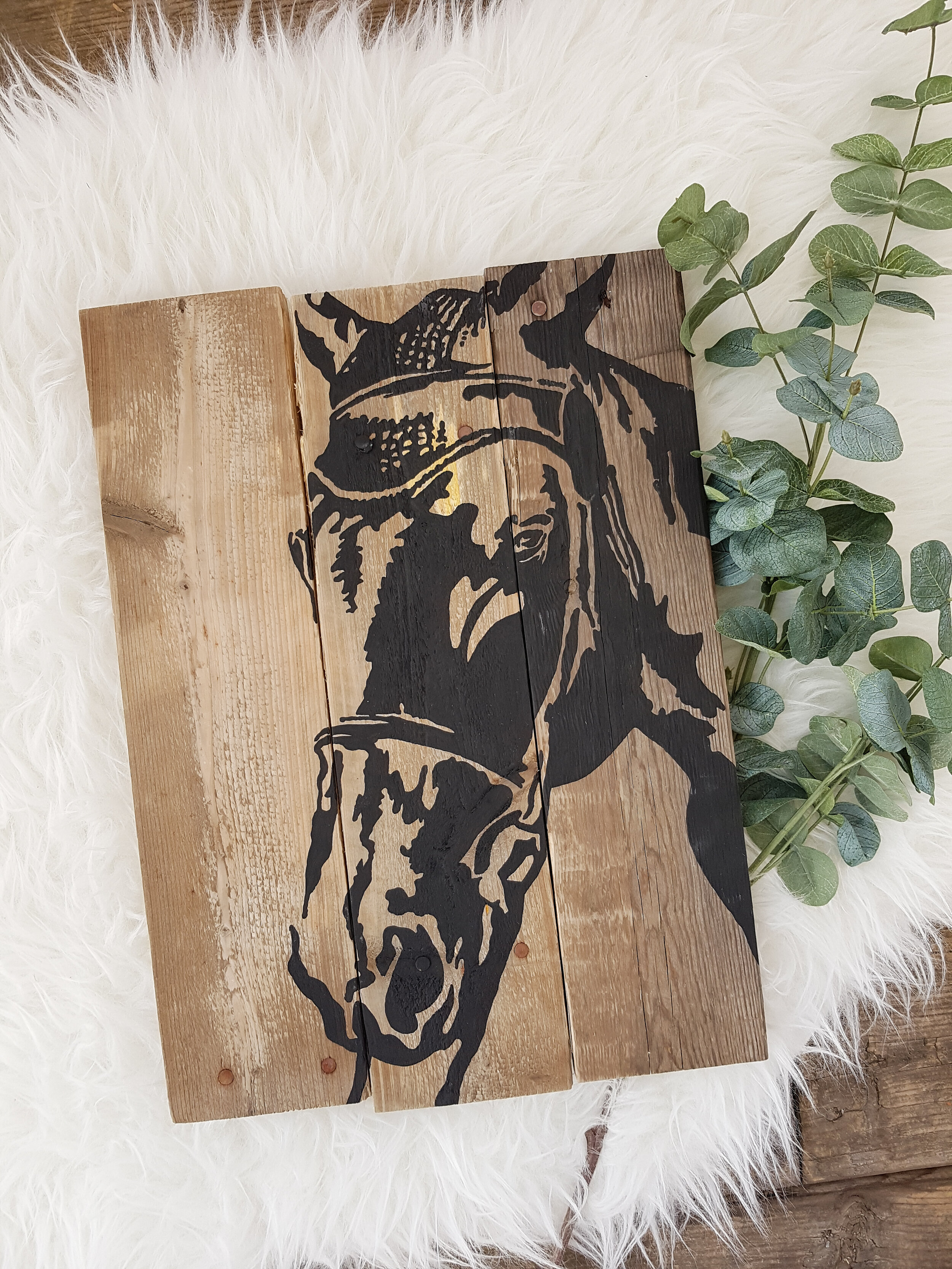 Equestrian Horse Silhouette on Reclaimed Pallet Wood | Made to Order