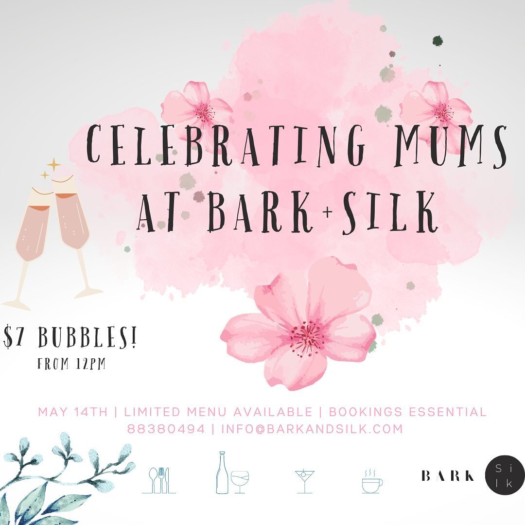Spoil mum this Mother&rsquo;s day at Bark and Silk! Swipe to see our delicious menu 🌸🌸🌸