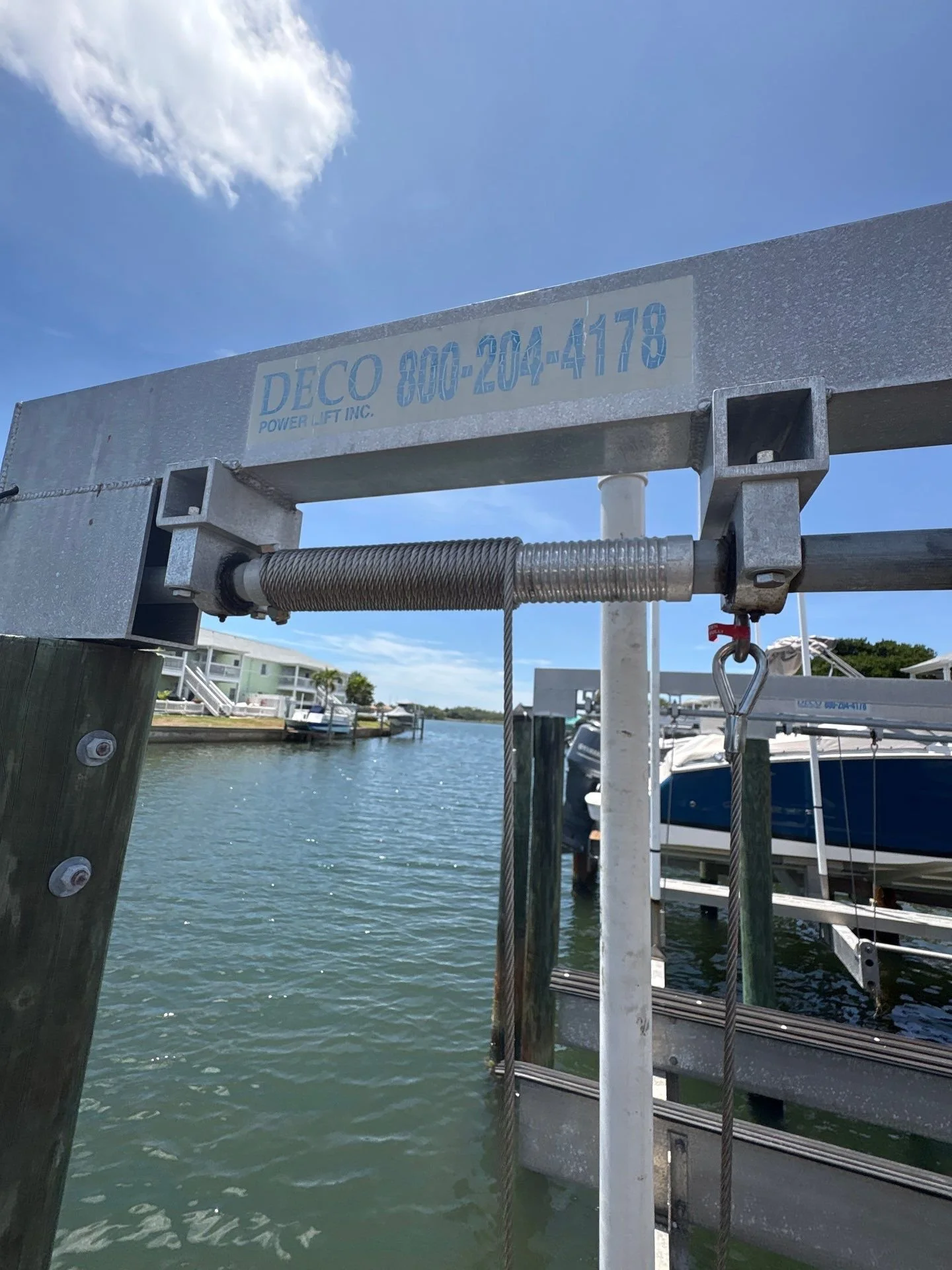 Boat lift cable replacement service completed in Coquina Key, St. Petersburg, Florida.