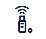 A USB flash drive with Wi-Fi signal lines above it, suggesting wireless connectivity.