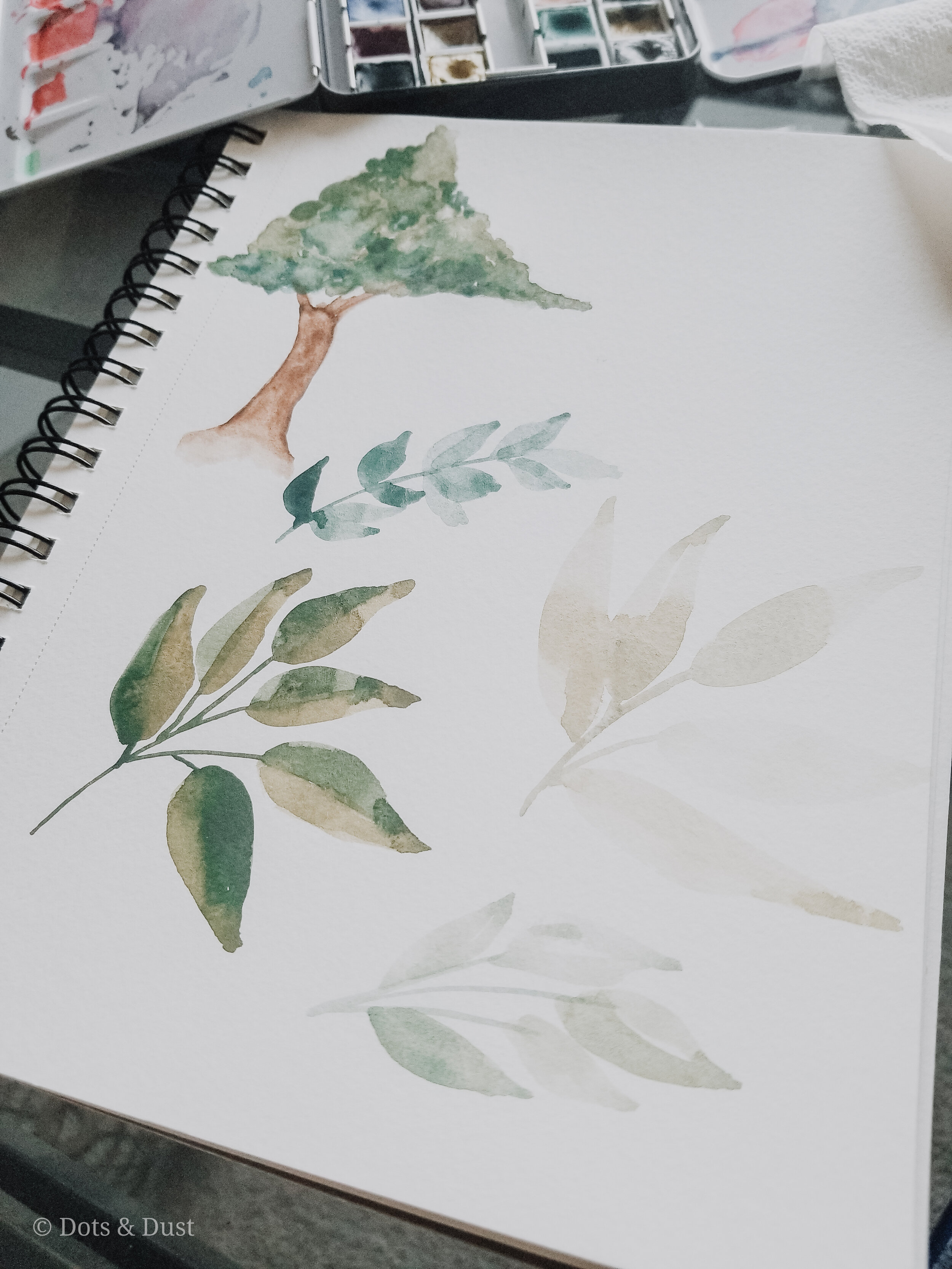 watercolor trees and leaves practice behind the scenes dots and dust williamsburg virginia January 2021-3.jpg