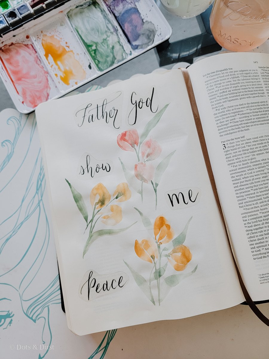 bible journaling watercolor flowers flourish in gratitude illustrated faith dots and dust Williamsburg Virginia 2021-2.jpg