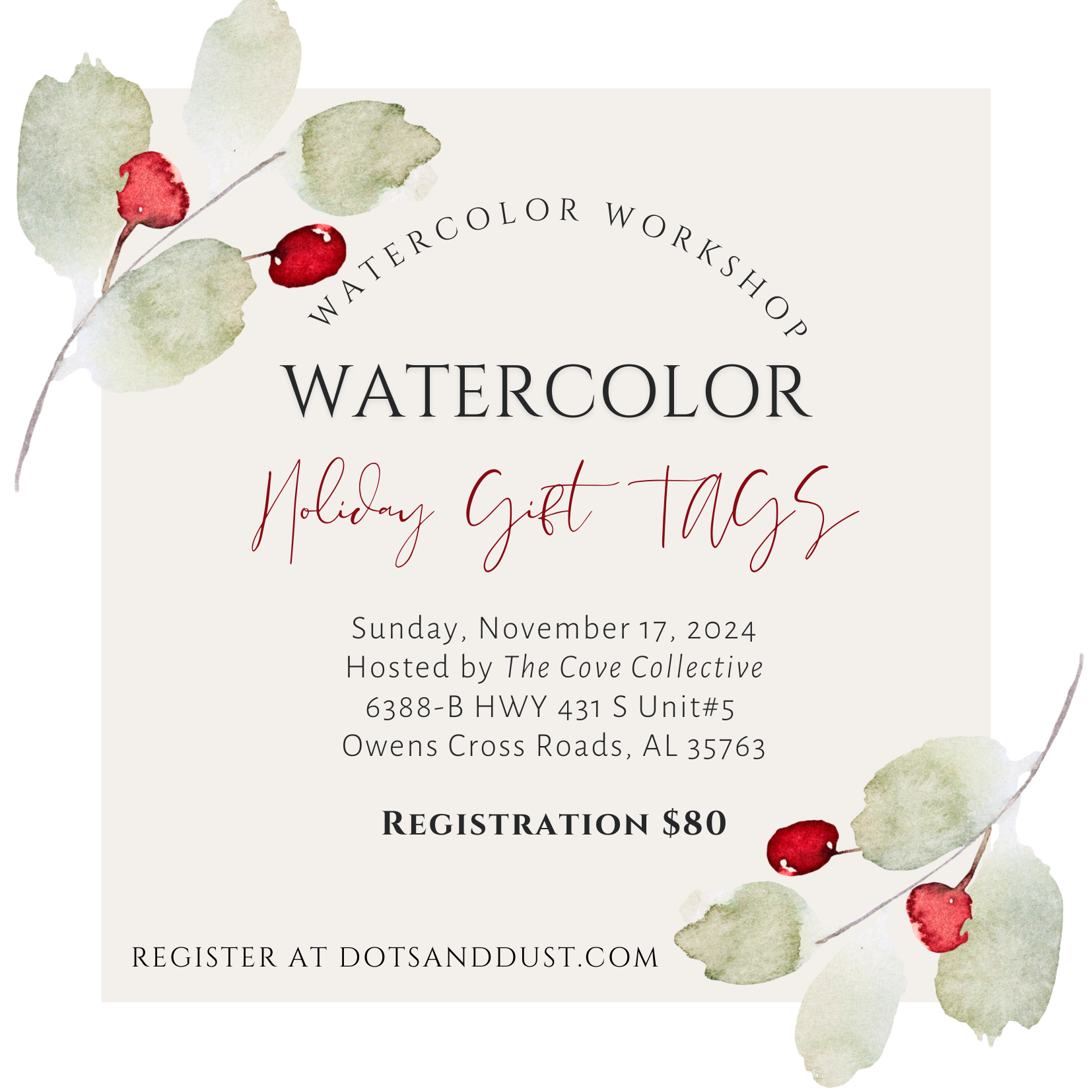 Watercolor Holiday Gift Tags Workshop