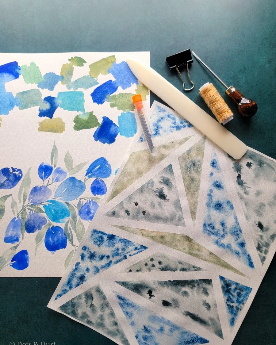 A few folded pages. 
A little thread. 
Paper that&rsquo;s allowed to wrinkle and warp and hold mistakes. 
A space that doesn&rsquo;t ask me to perform &mdash; only to return.

There&rsquo;s something freeing about creating a sketchbook with your own 