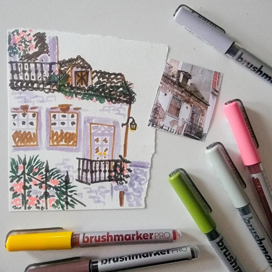 Do you have the problem of having art supplies that you forgot you owned? 😂

Just me? 😉

I pulled out these Karin Brushmarker Pro's and decided to do a quick urbanscapes sketch while I was watching an episode of "Superstore" the other nig