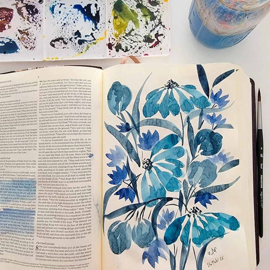 "The enemy of art is the absence of limitations." -Orson Welles

Some of my favorite art journaling pieces come from me limiting myself to one color (hue) or color family. When I do that, I can focus on practicing color value (how light or 