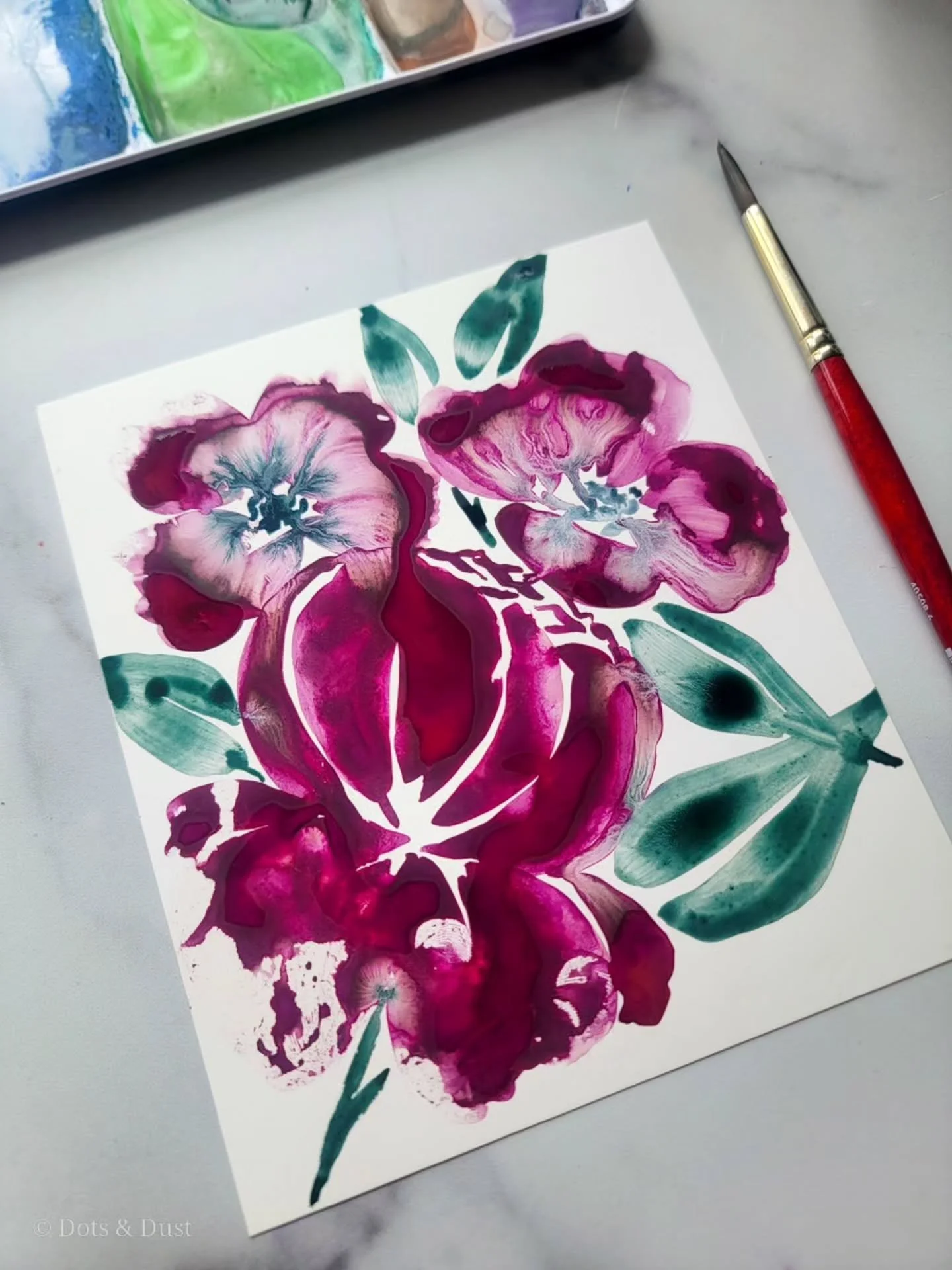 Just me over here obsessing over this watercolor on @legionpaper Yupo! 😍

The Dots &amp; Dust watercolor paints create some really magical blooms on this polypropylene surface. I was genuinely so delighted to create some florals on this.

If you are