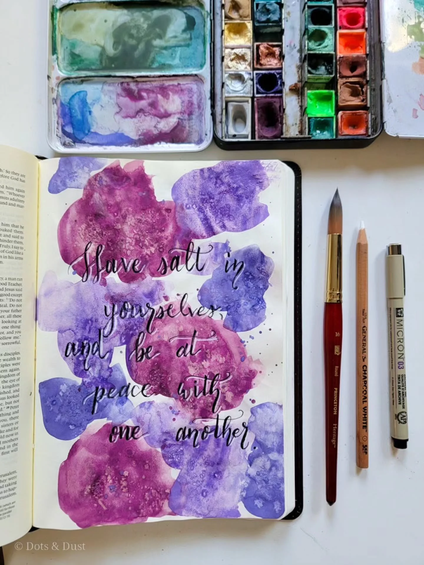 "For everyone will be salted with fire. Salt is good, but if the salt has lost its saltiness,how will you make it salty again? Have salt in yourselves, and be at peace with one another." 
-Mark 9:49-50 ESV

Day 7 of #inkspiredinktober chall