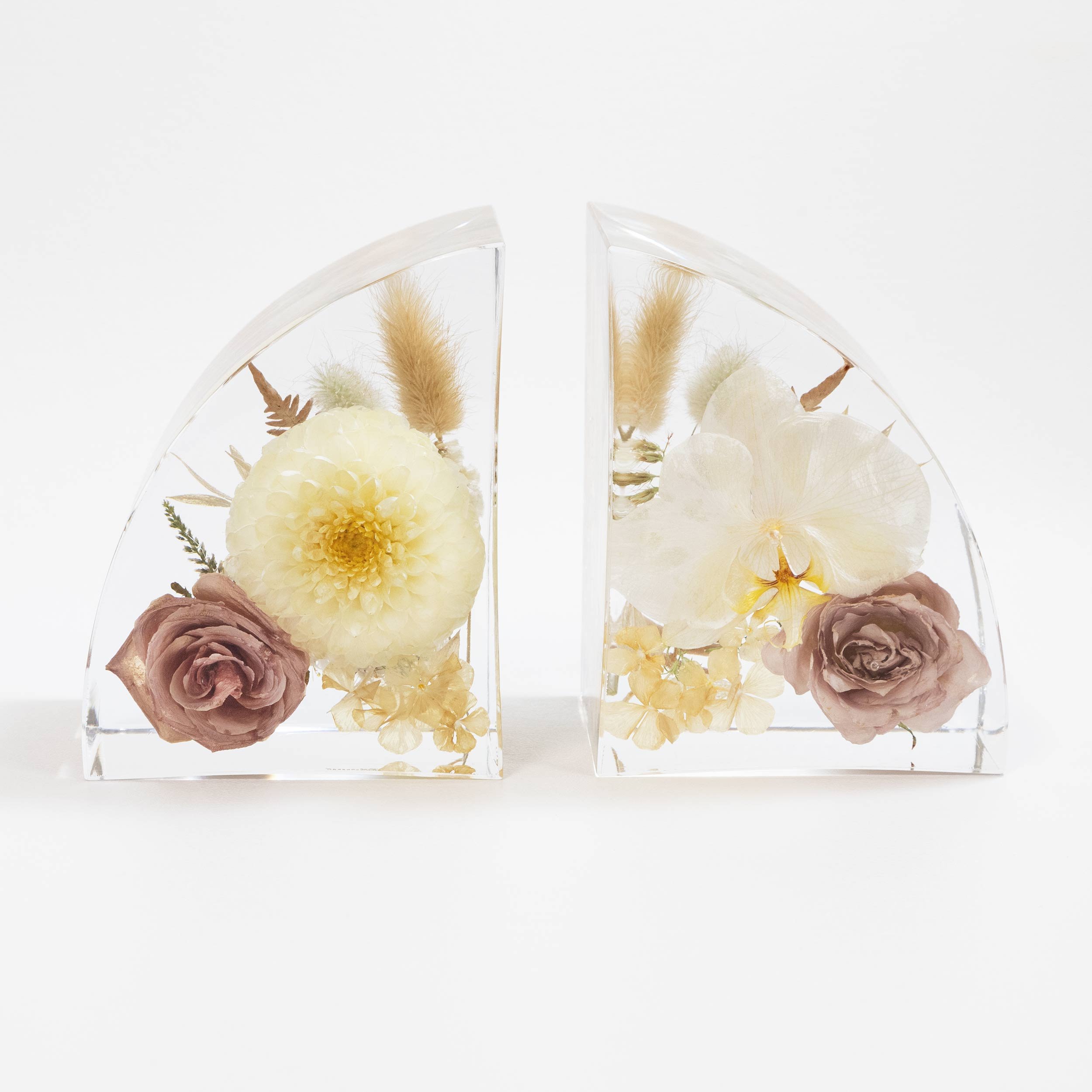 Honeybee For Keeps Wedding Bouquet Floral Resin Artwork Classic Curved Arch Bookends
