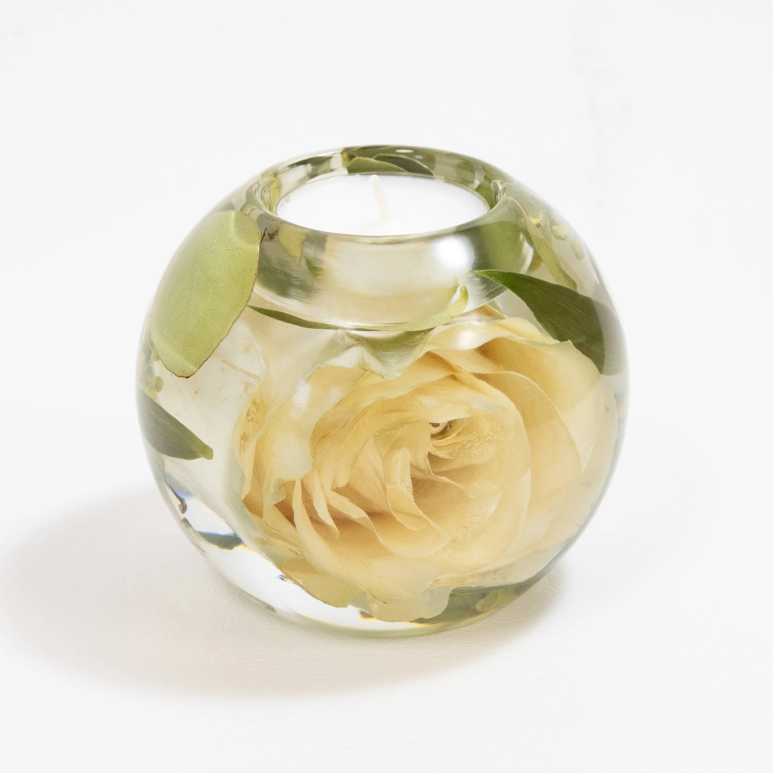 Honeybee For Keeps Wedding Bouquet Floral Resin Artwork Tealight Round Candle Holder