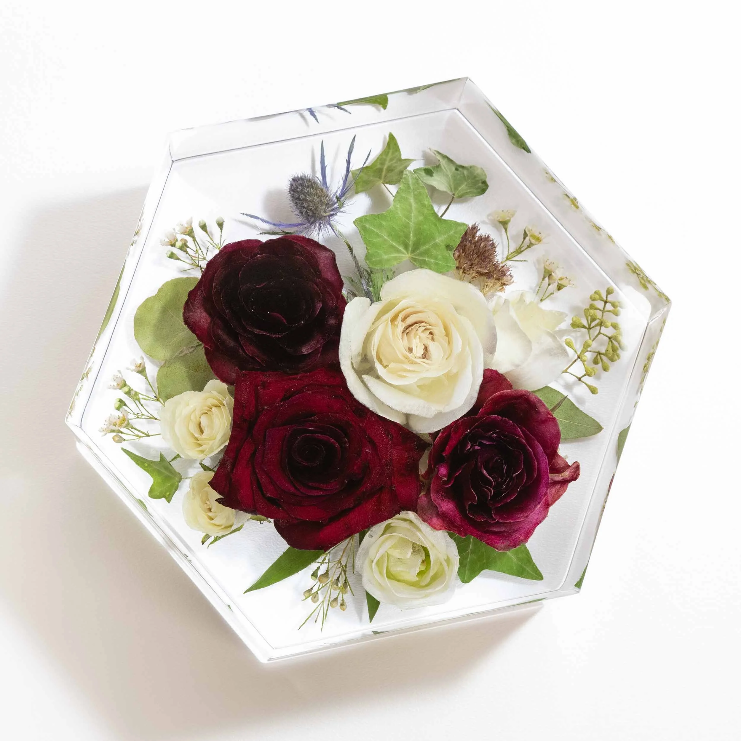 Honeybee For Keeps Wedding Bouquet Floral Resin Artwork Hexagon