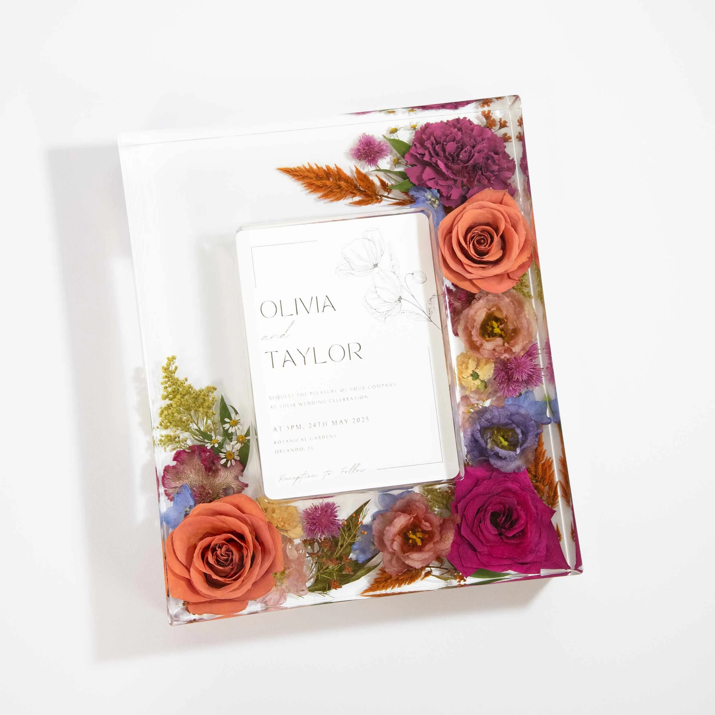Honeybee For Keeps Wedding Bouquet Floral Resin Artwork Large Photo Invitation Frame