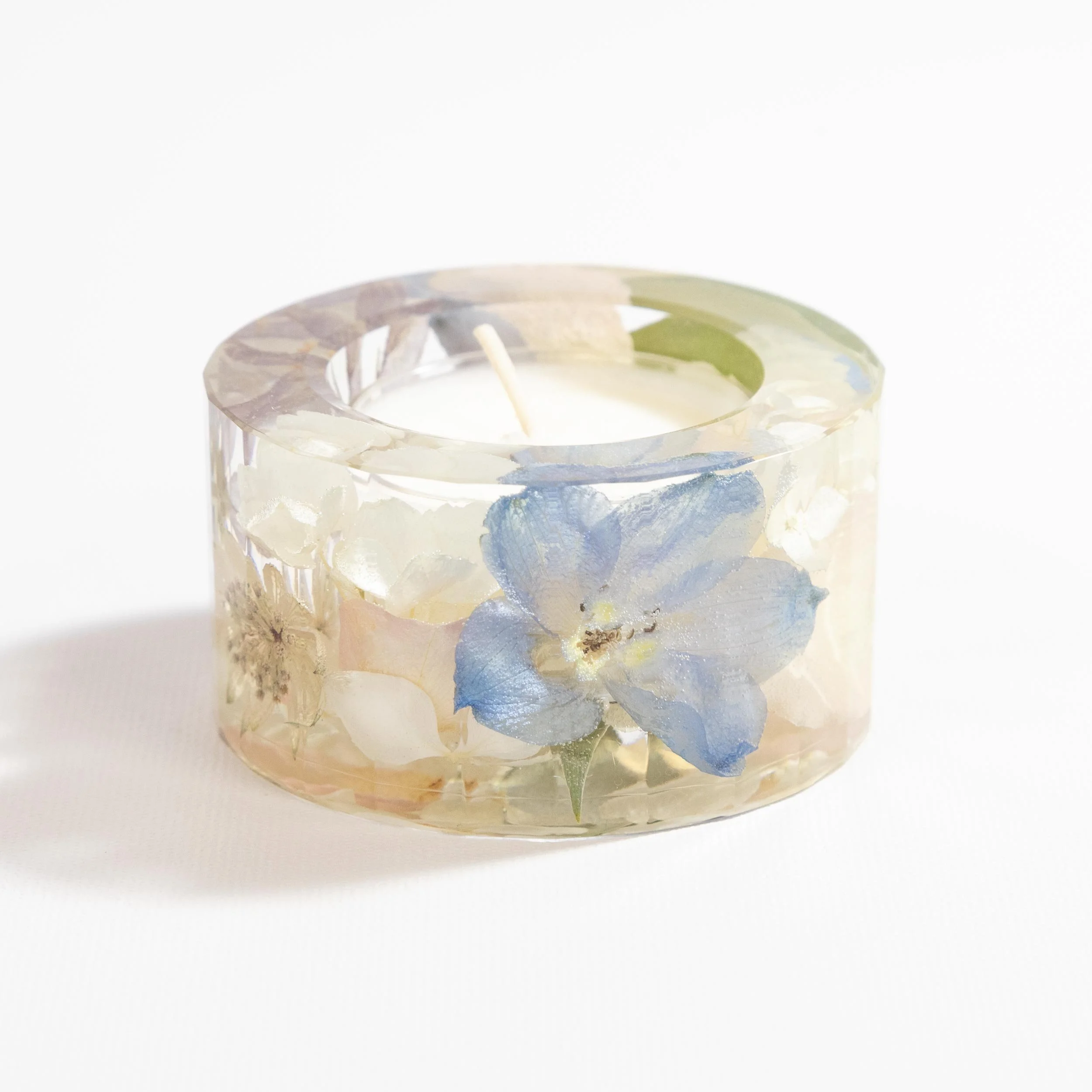 Honeybee For Keeps Wedding Bouquet Floral Resin Artwork Tealight Faceted Candle Holder