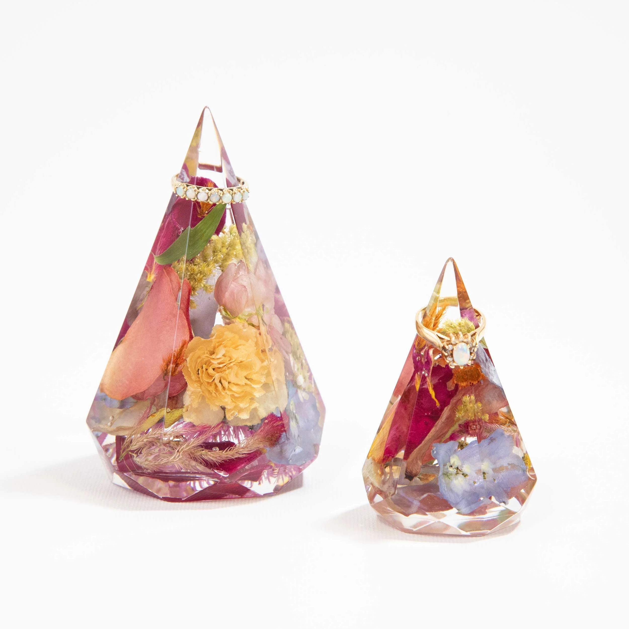 Honeybee For Keeps Wedding Bouquet Floral Resin Artwork Faceted Ring Holder