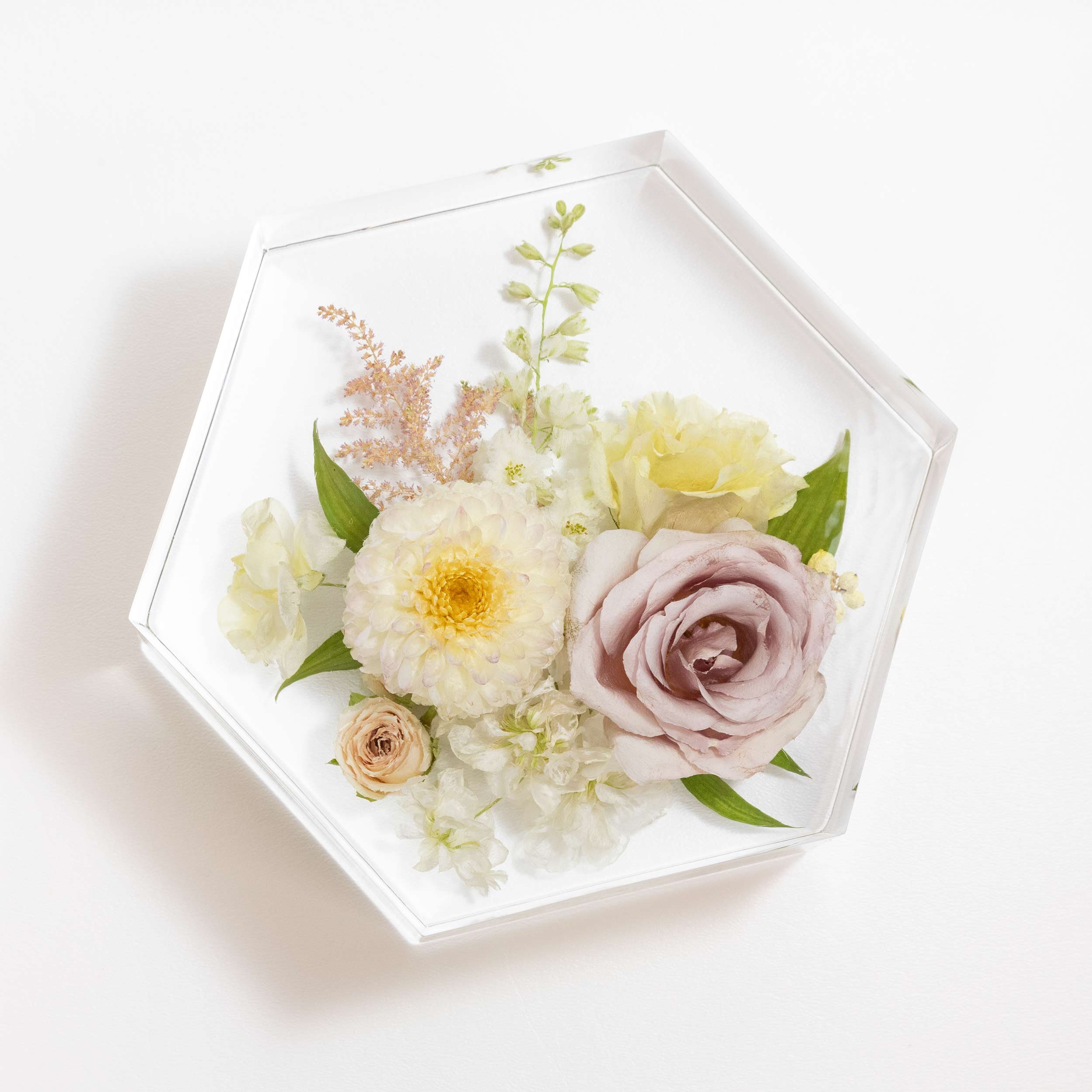 Honeybee For Keeps Wedding Bouquet Floral Resin Artwork Hexagon