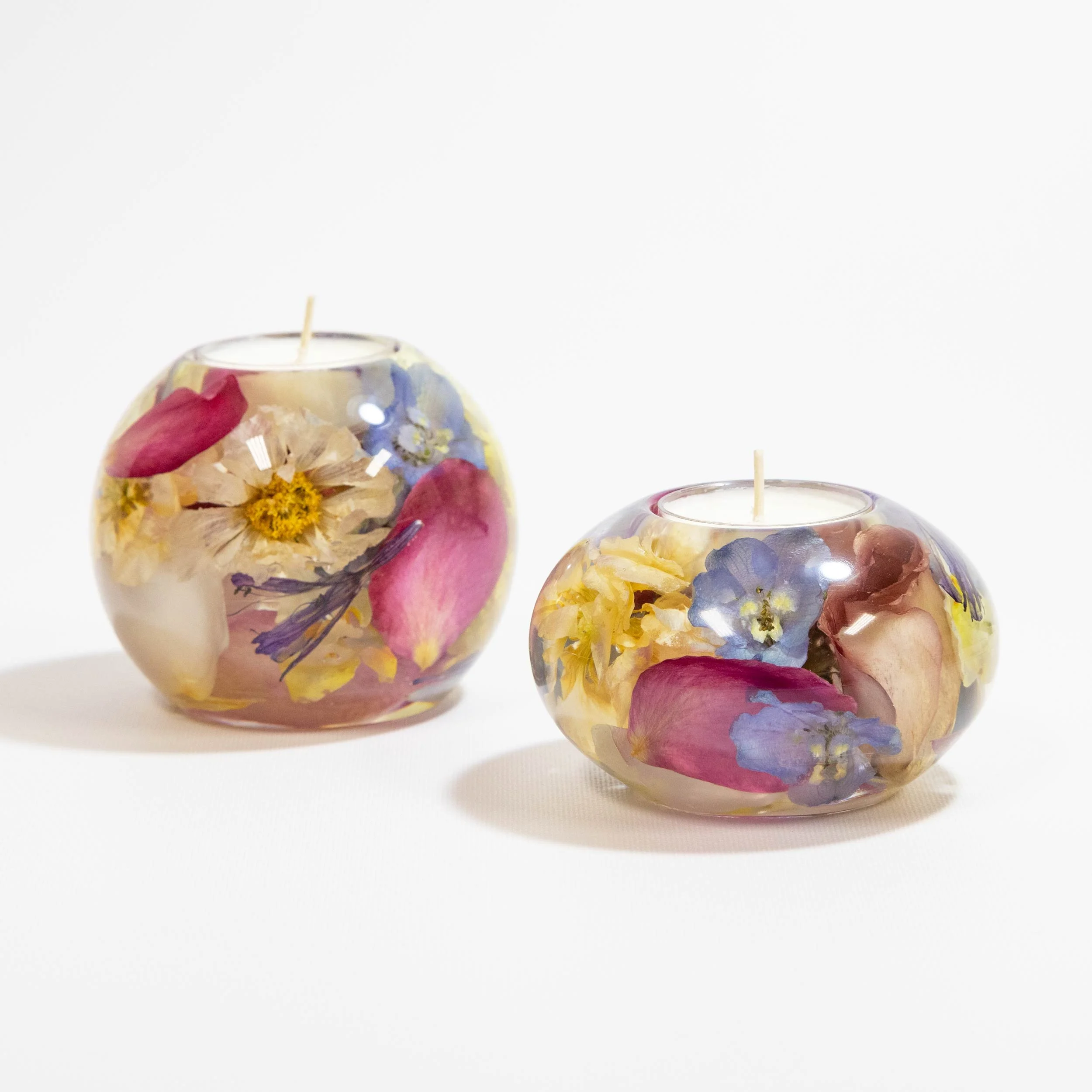 Honeybee For Keeps Wedding Bouquet Floral Resin Artwork Tealight Round Candle Holder