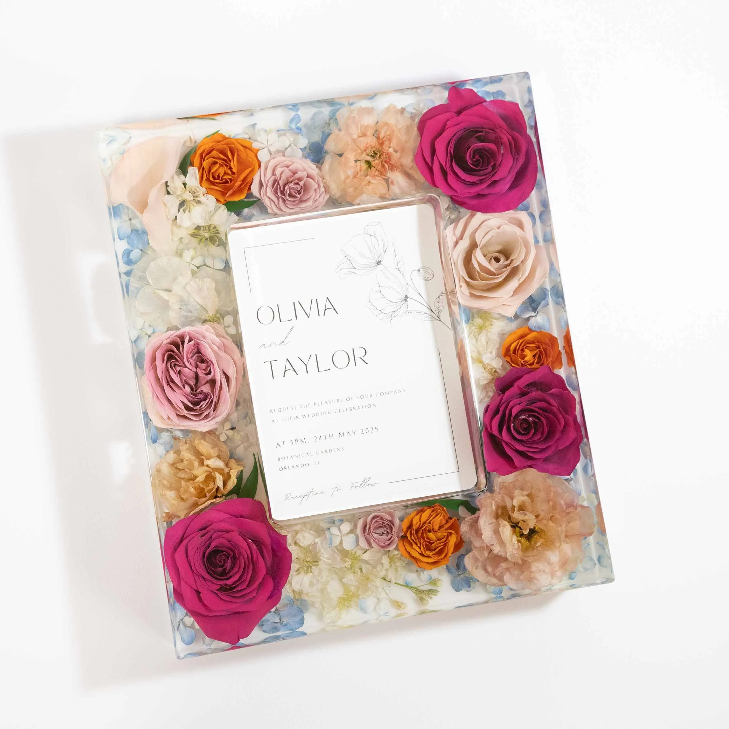 Honeybee For Keeps Wedding Bouquet Floral Resin Artwork Large Photo Invitation Frame