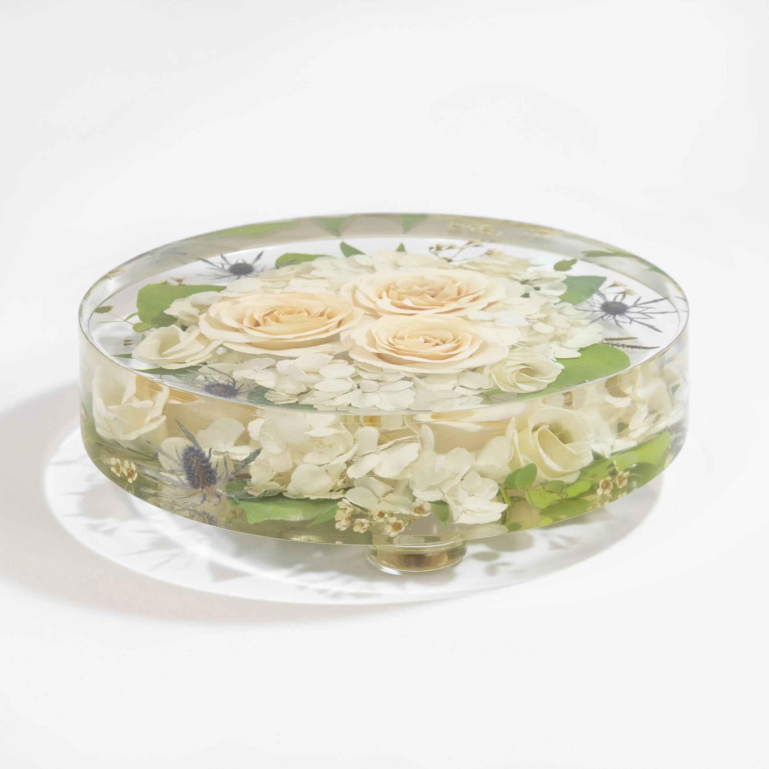 Honeybee For Keeps Wedding Bouquet Floral Resin Artwork Elevated Round Tray
