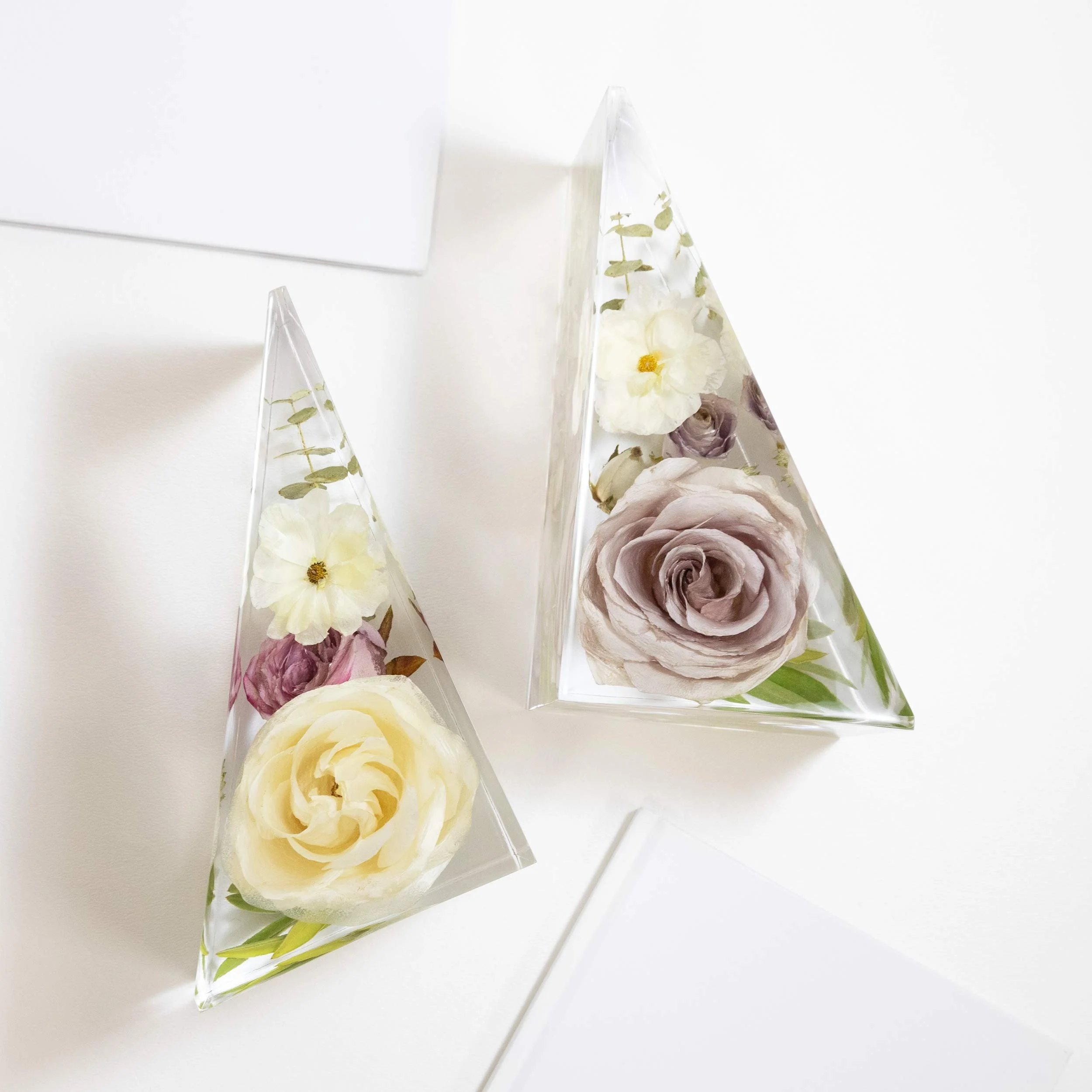 Honeybee For Keeps Wedding Bouquet Floral Resin Artwork Modern Triangle Bookends