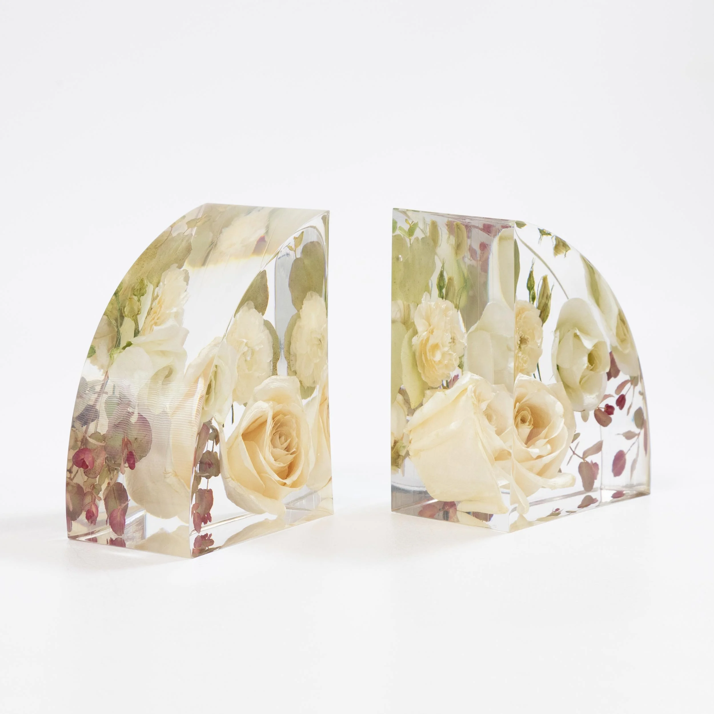 Honeybee For Keeps Wedding Bouquet Floral Resin Artwork Classic Curved Arch Bookends
