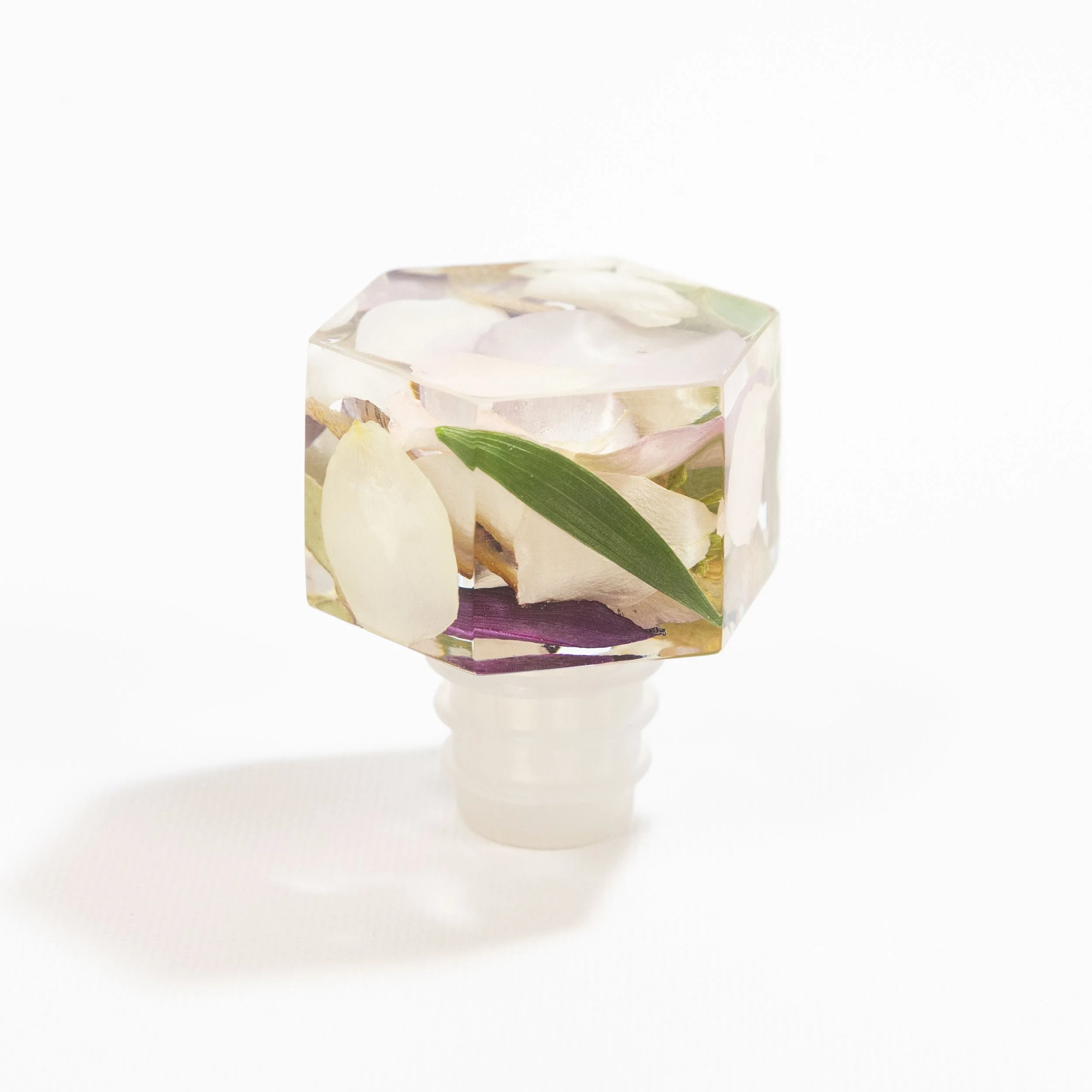 Honeybee For Keeps Wedding Bouquet Floral Resin Artwork Hexagon Wine Bottle Stopper