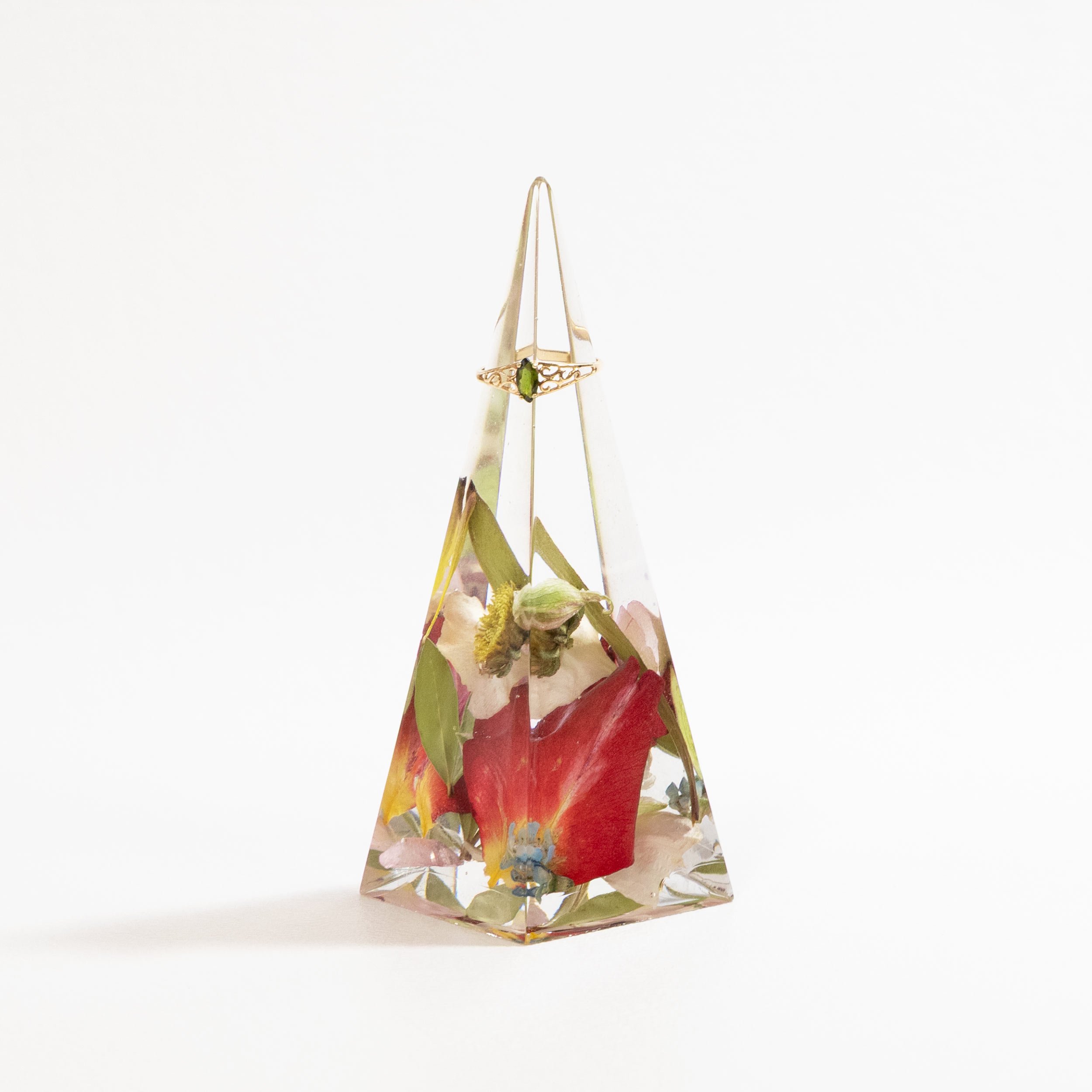 Honeybee For Keeps Wedding Bouquet Floral Resin Artwork Pyramid Ring Holder